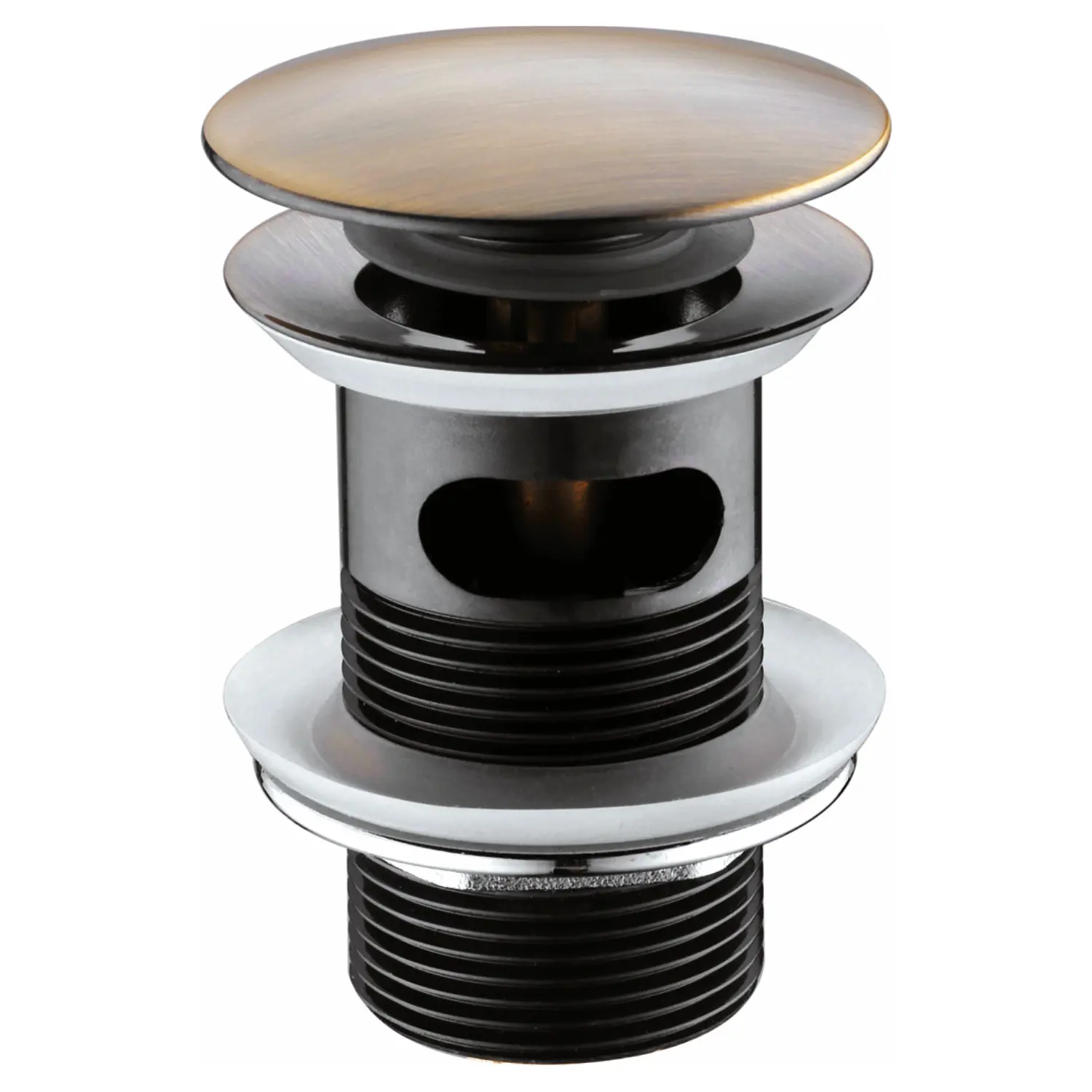 Изображение товара Донный клапан Wasserkraft Push-up A046 для раковин с переливом светлая бронза