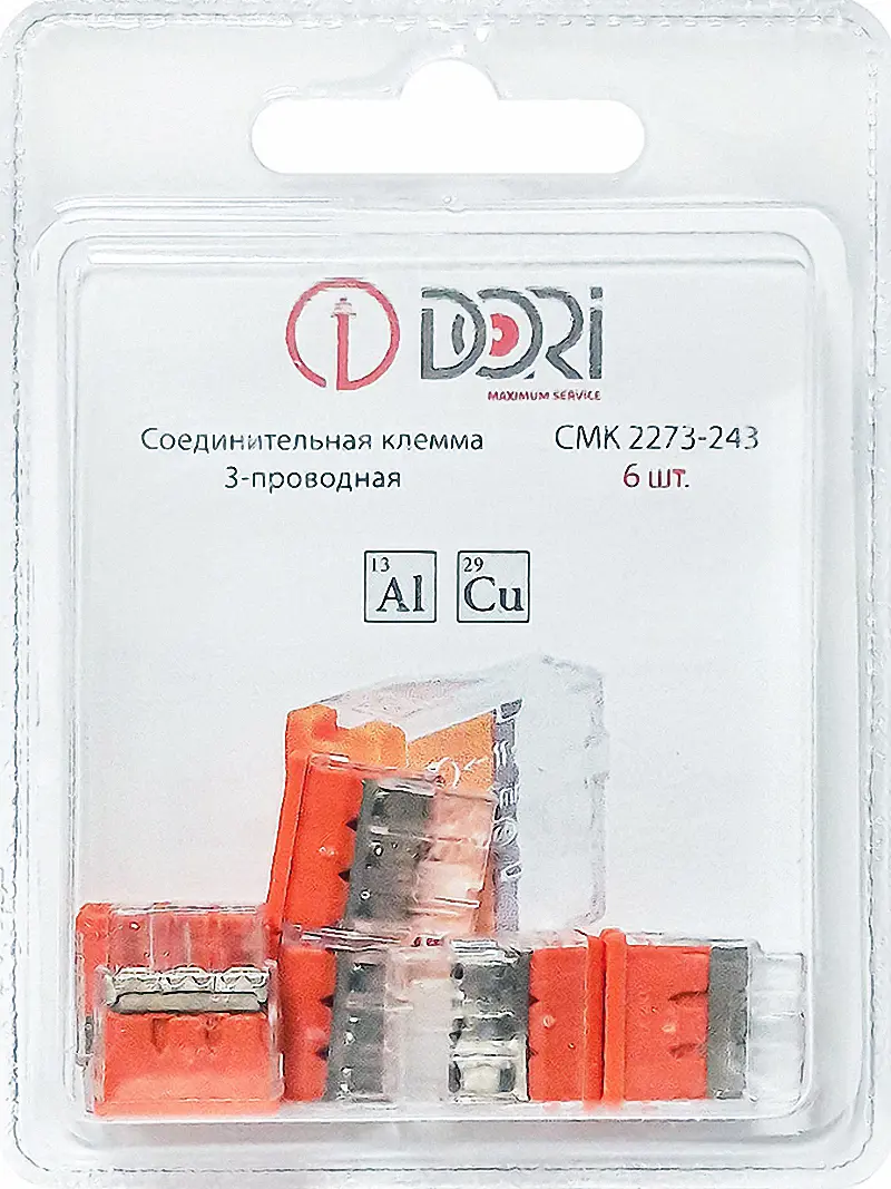 Изображение товара Клемма соединительная Dori СМК 2273-243 3-проводная с пастой 6 шт