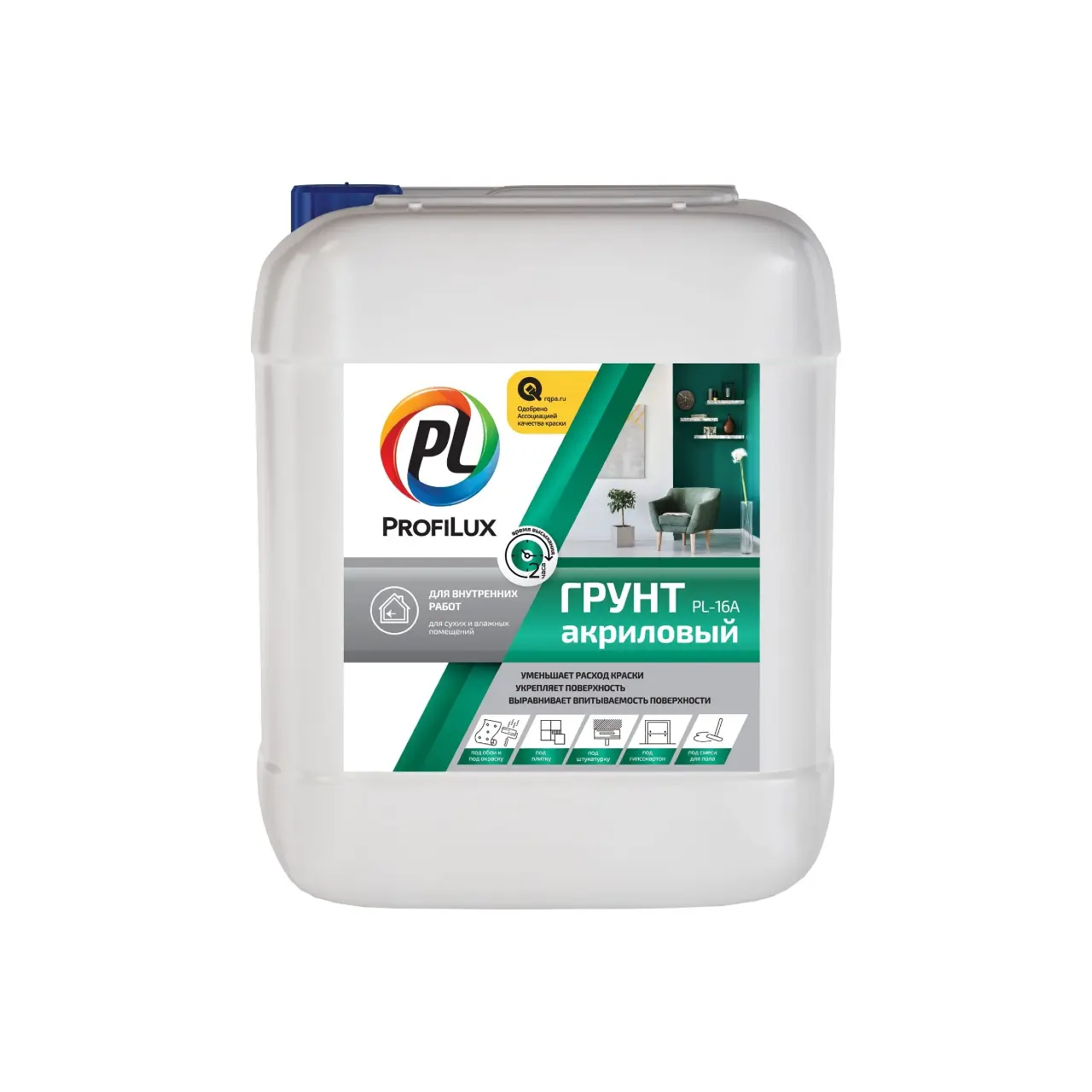 Изображение товара Грунтовка Profilux PL-16A белая для внутренних работ 5л