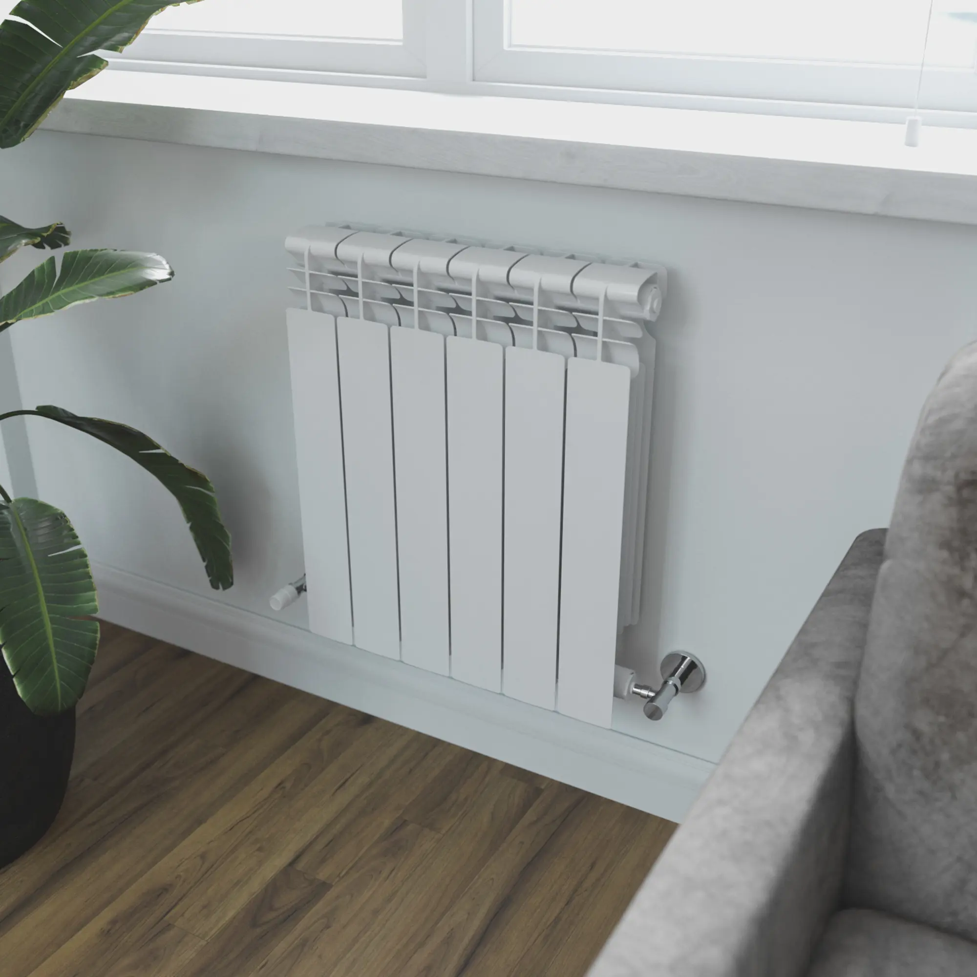 Изображение товара Радиатор Konner PRO 100/500 12 секций боковое подключение алюминий белый