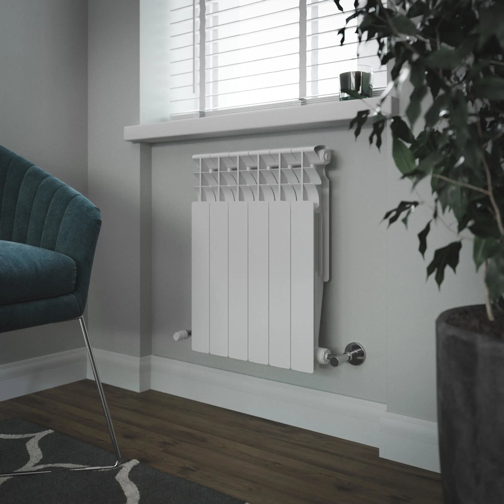 Изображение товара Радиатор Konner Bimetal 100/500 6 секций боковое подключение биметалл белый