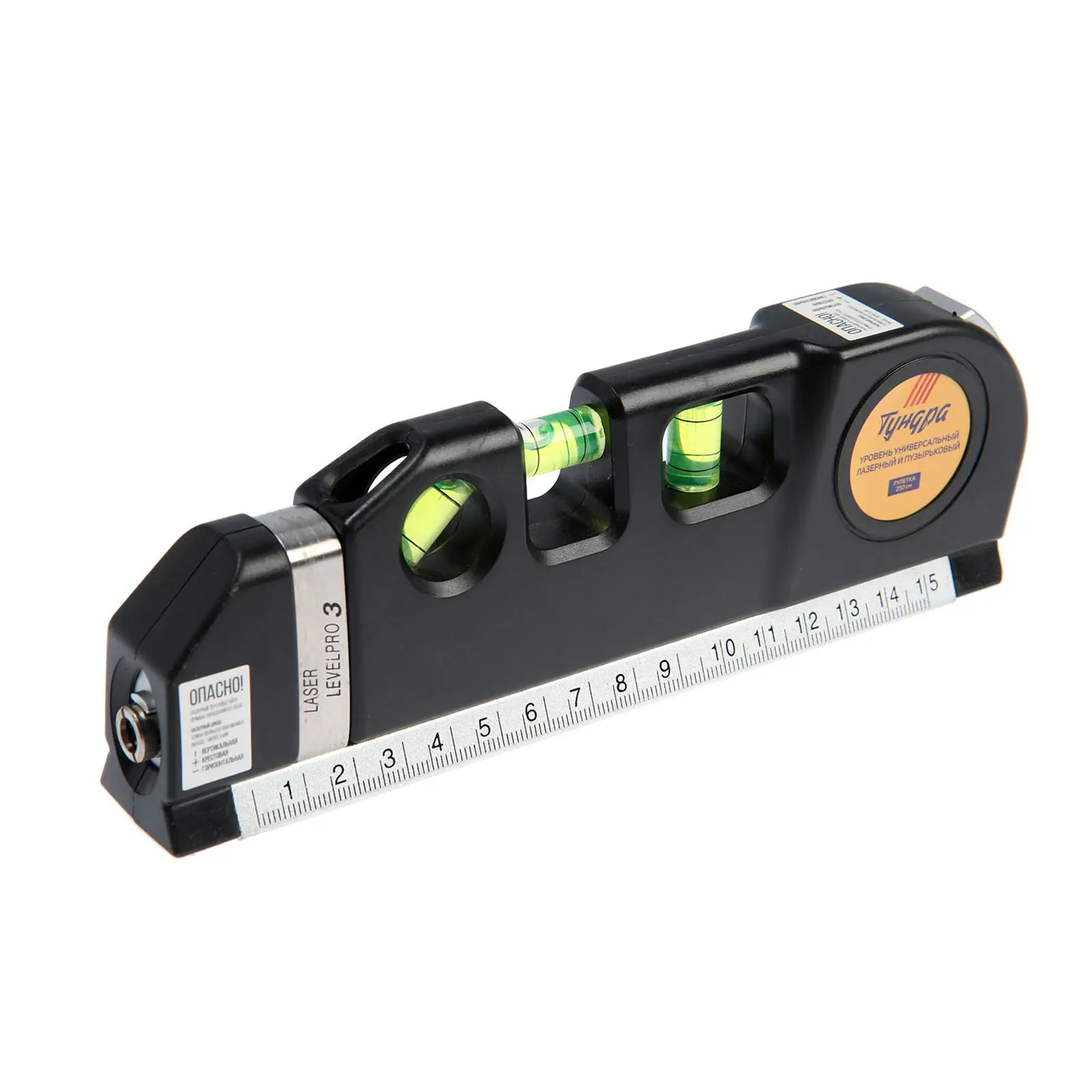 Изображение товара Лазерный пузырьковый уровень Тундра 150 мм 3 глазка для точных работ