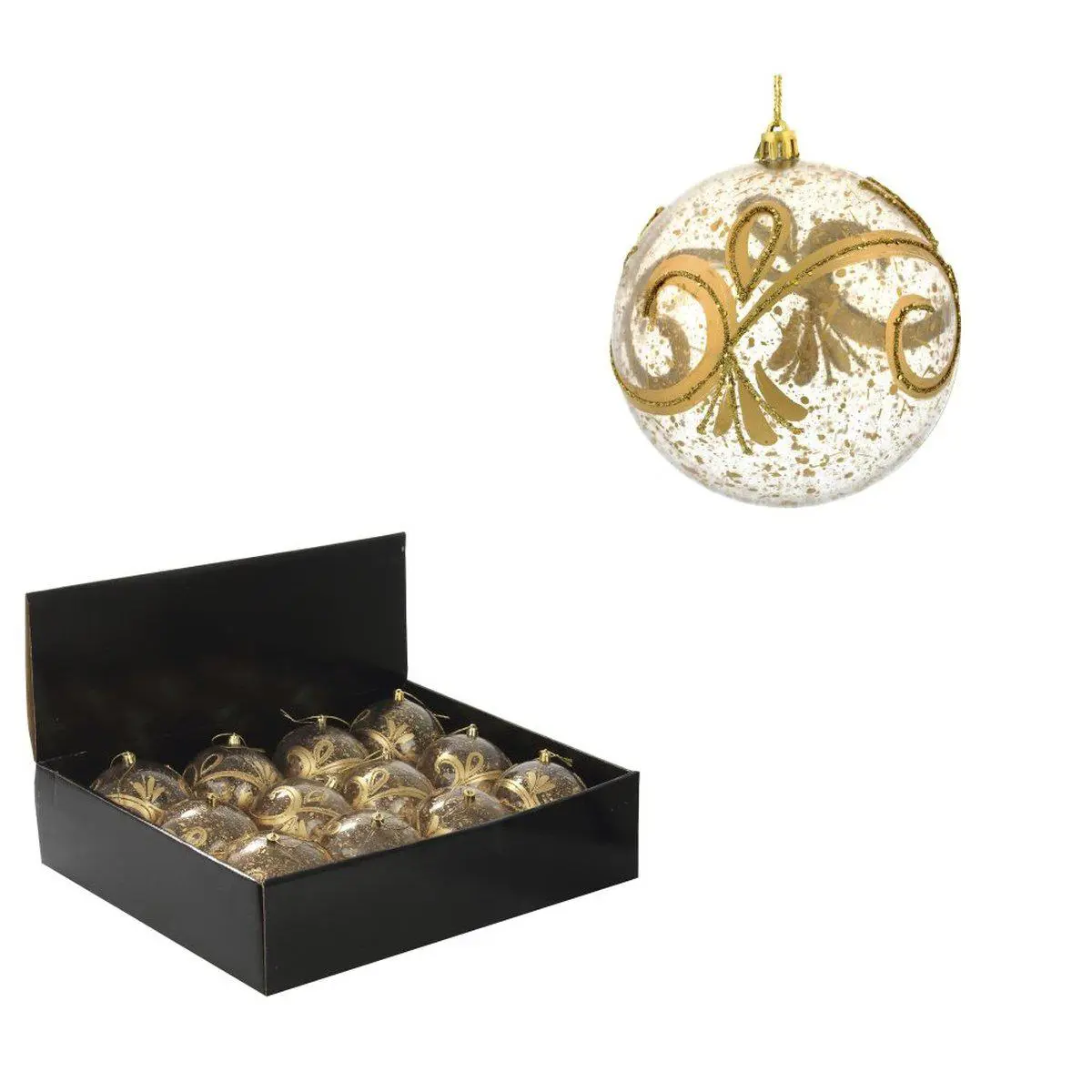 Изображение товара Набор елочных шаров 12 шт, стекло, 10 см, золотое напыление