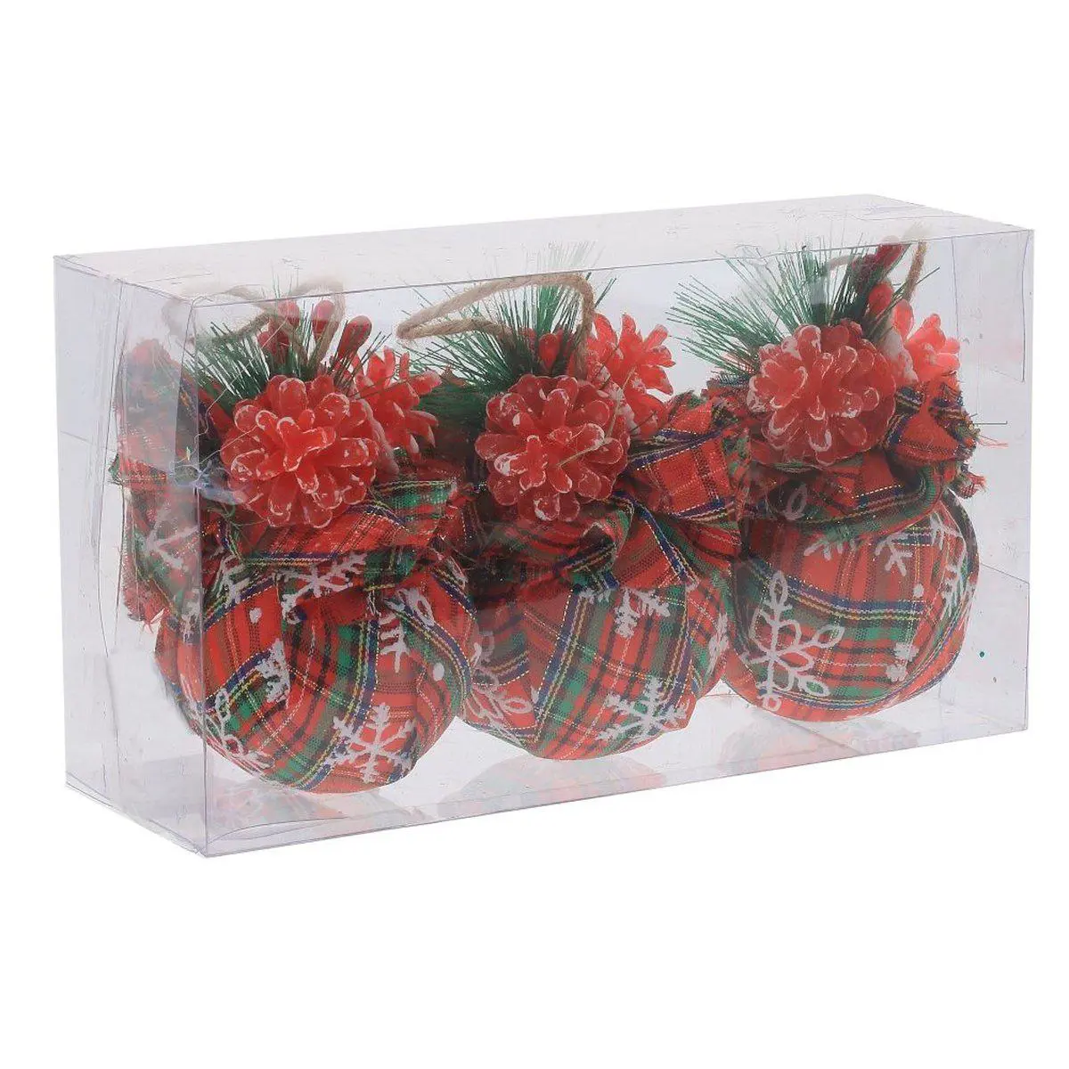 Изображение товара Набор елочных шаров No name 762043 Шар 6 см пластик красный 3 шт