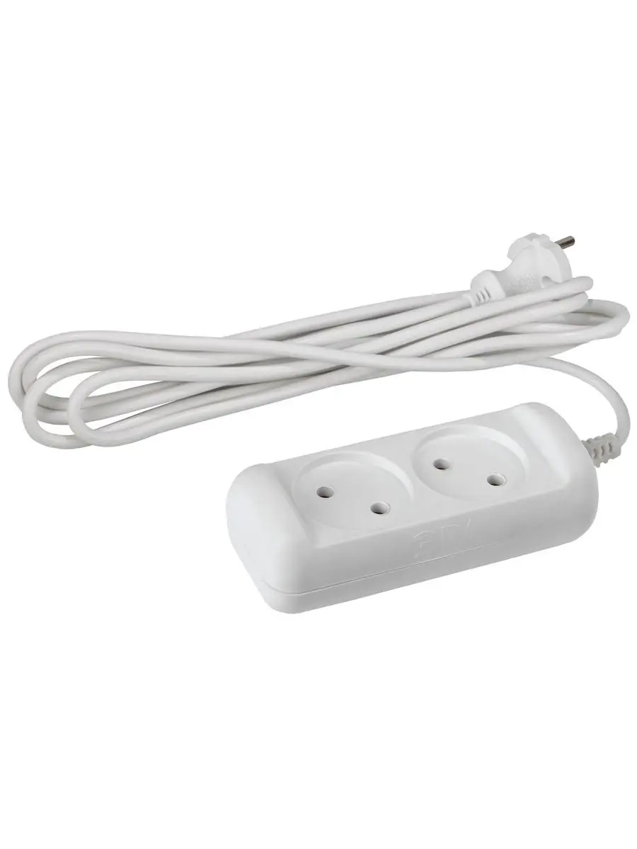 Изображение товара Удлинитель бытовой Эра Б0038565 2 розетки без заземления 2x0.75 мм 3 м 1300 Вт цвет белый