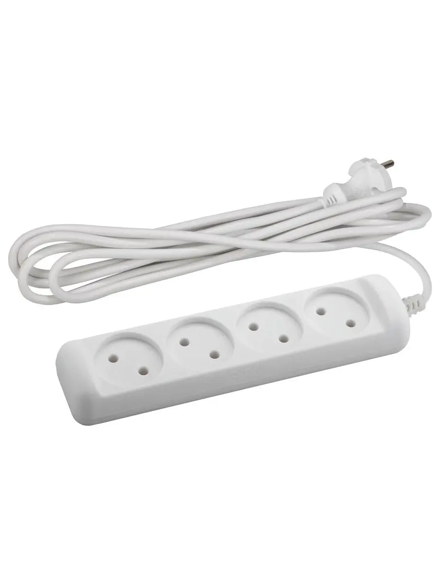 Изображение товара Удлинитель бытовой Эра Б0038570 4 розетки без заземления 2x0.75 мм 3 м 1300 Вт цвет белый