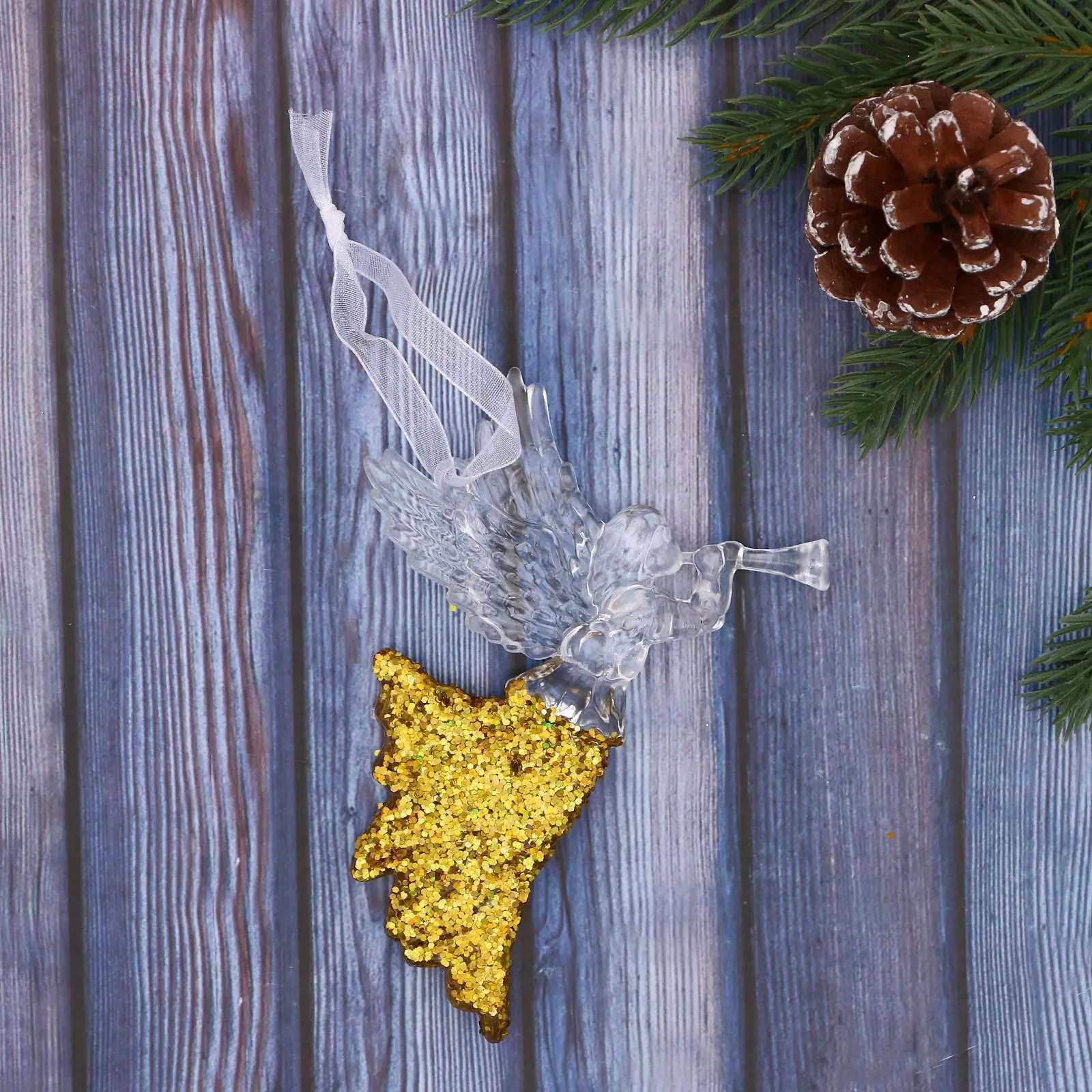 Изображение товара Елочная игрушка Девушка - ангел Зимнее волшебство 5044993 11 см х 8 см жёлтый/золотой