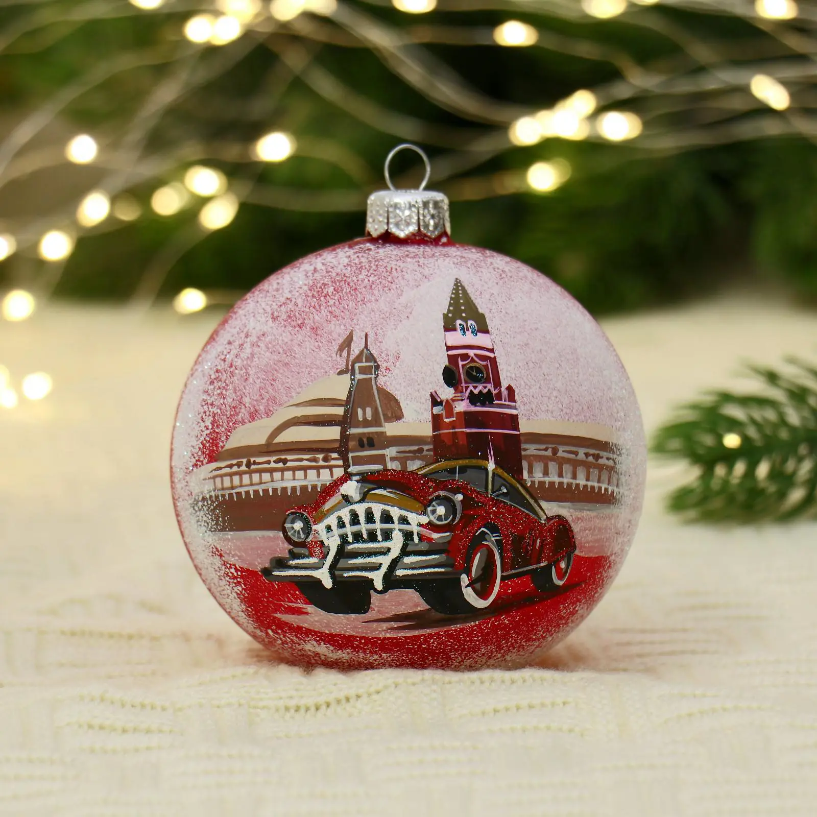 Изображение товара Елочный шар Винтажный шар 7077126 Москва ретро 10 см стекло бежевый