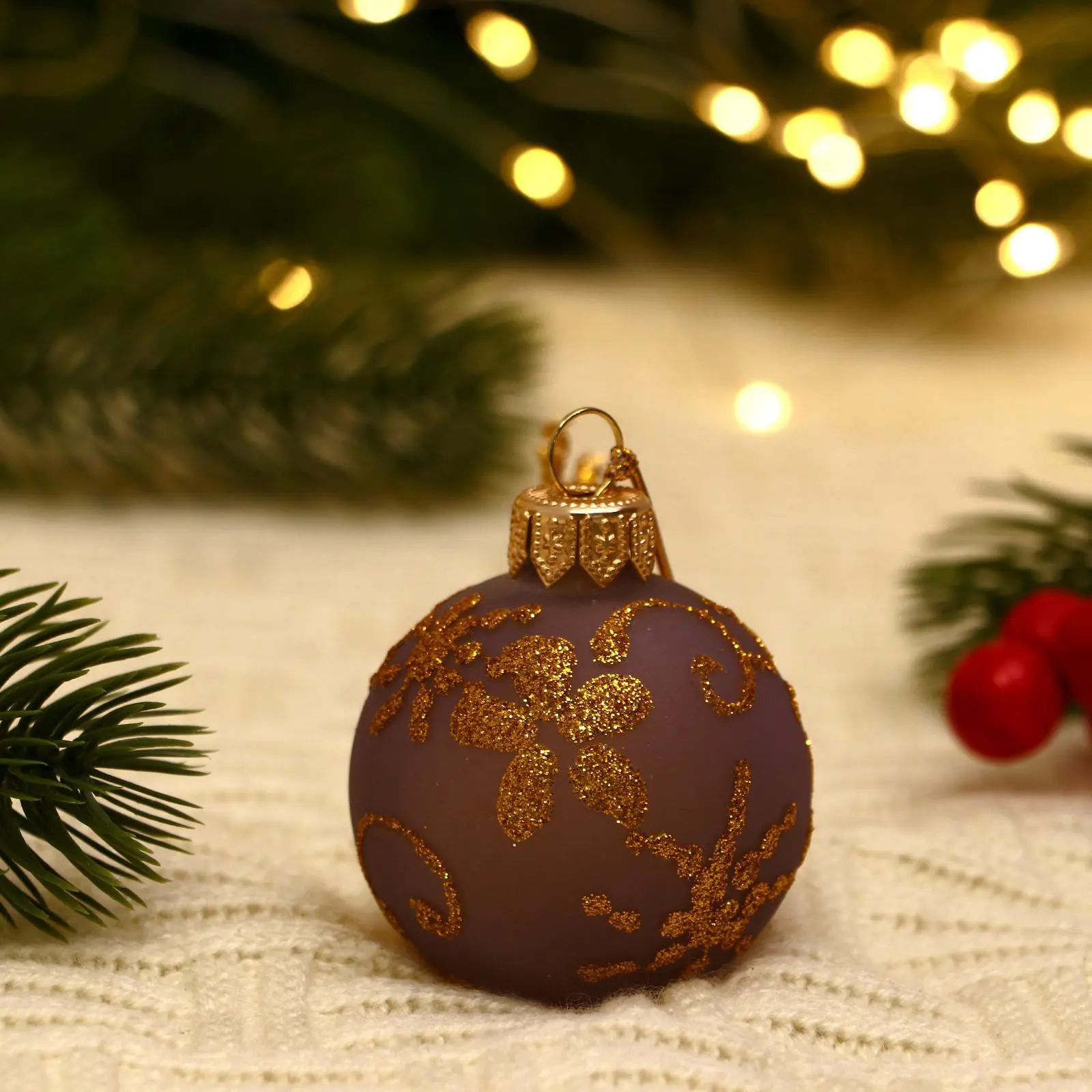 Изображение товара Елочный шар Evis 7304120 Нежные цветы 5 см стекло черный