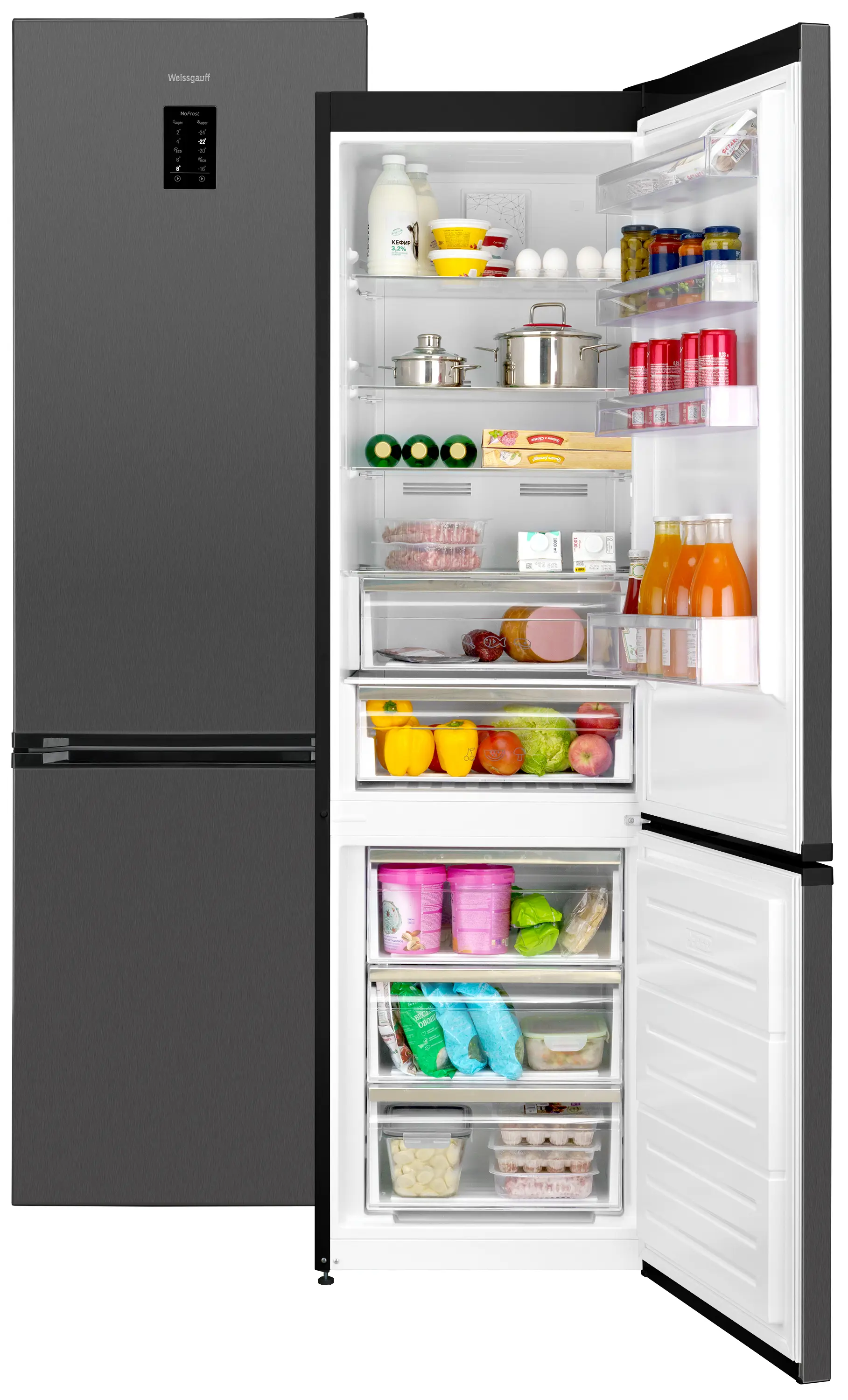 Изображение товара Отдельностоящий холодильник Weissgauff WRK 2010 DB 59.5x201 см цвет темно-серый