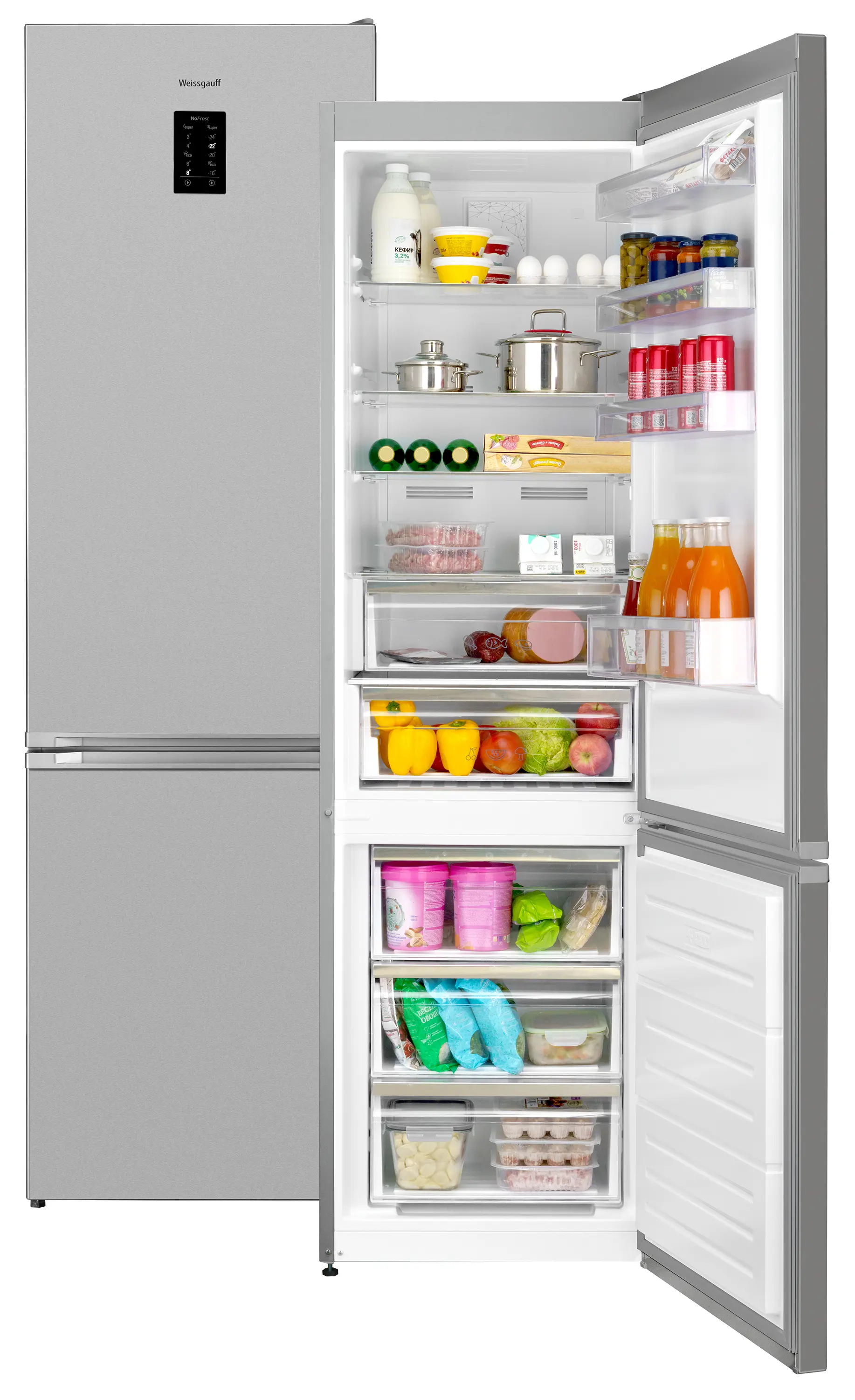 Изображение товара Отдельностоящий холодильник Weissgauff WRK 2010 DX 59.5x201 см цвет нержавеющая сталь