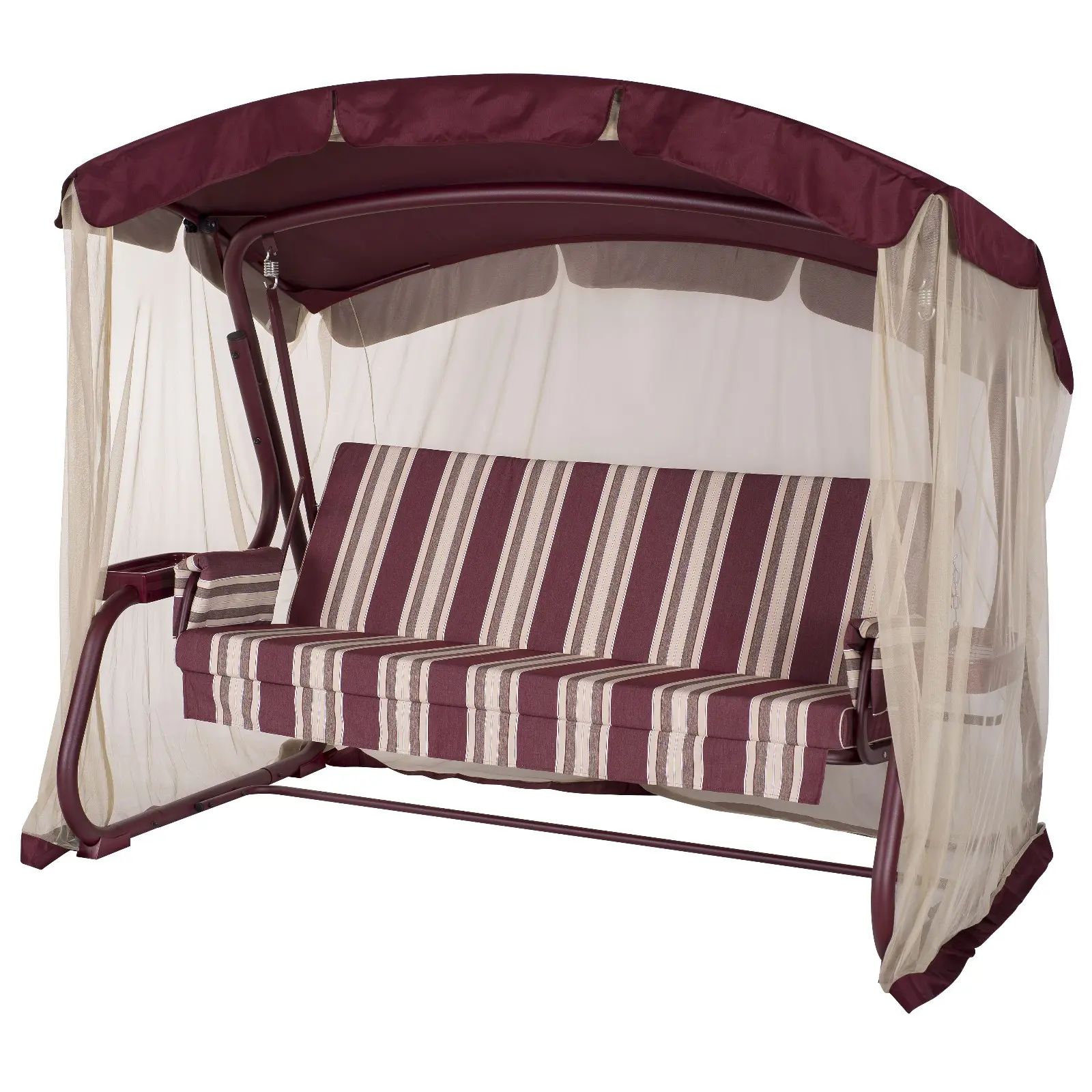 Изображение товара Качели садовые Simaland 9531478 3-местные до 350 кг винные