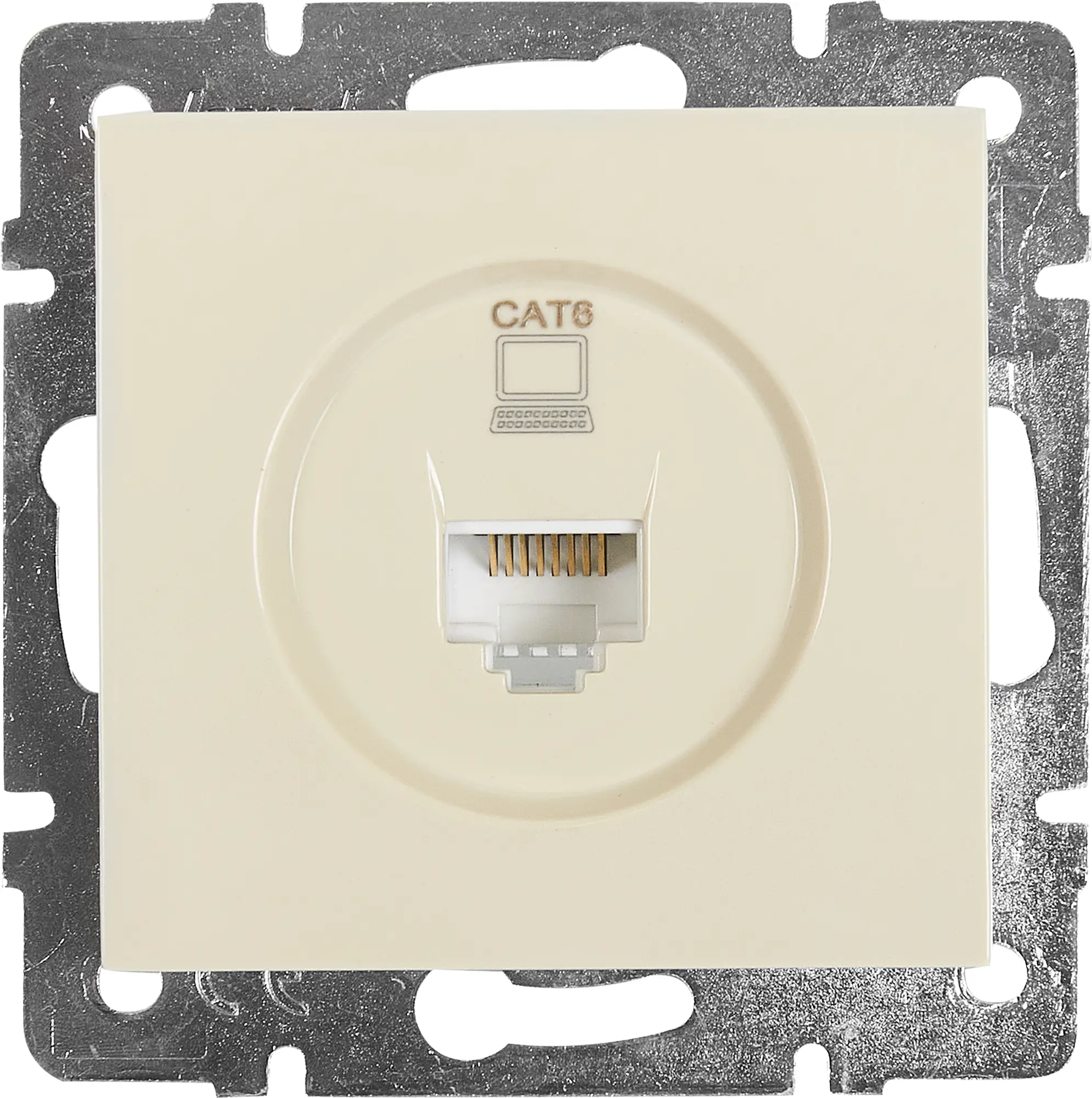 Изображение товара Встраиваемая компьютерная розетка Lezard Vesna cat 6 кремовая IP20