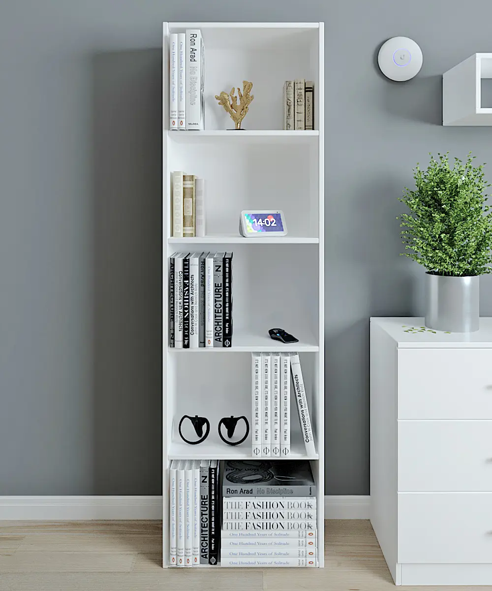 Изображение товара Стеллаж с полками Феликс 50x169x25 см из ЛДСП белый универсальный современный дизайн