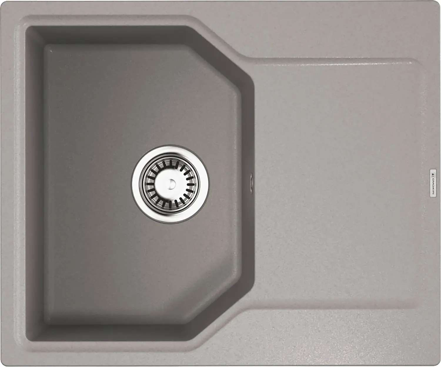 Изображение товара Мойка для кухни врезная Omoikiri 4993636 61.5x61.5 см глубина чаши 19 см искусственный камень цвет серый