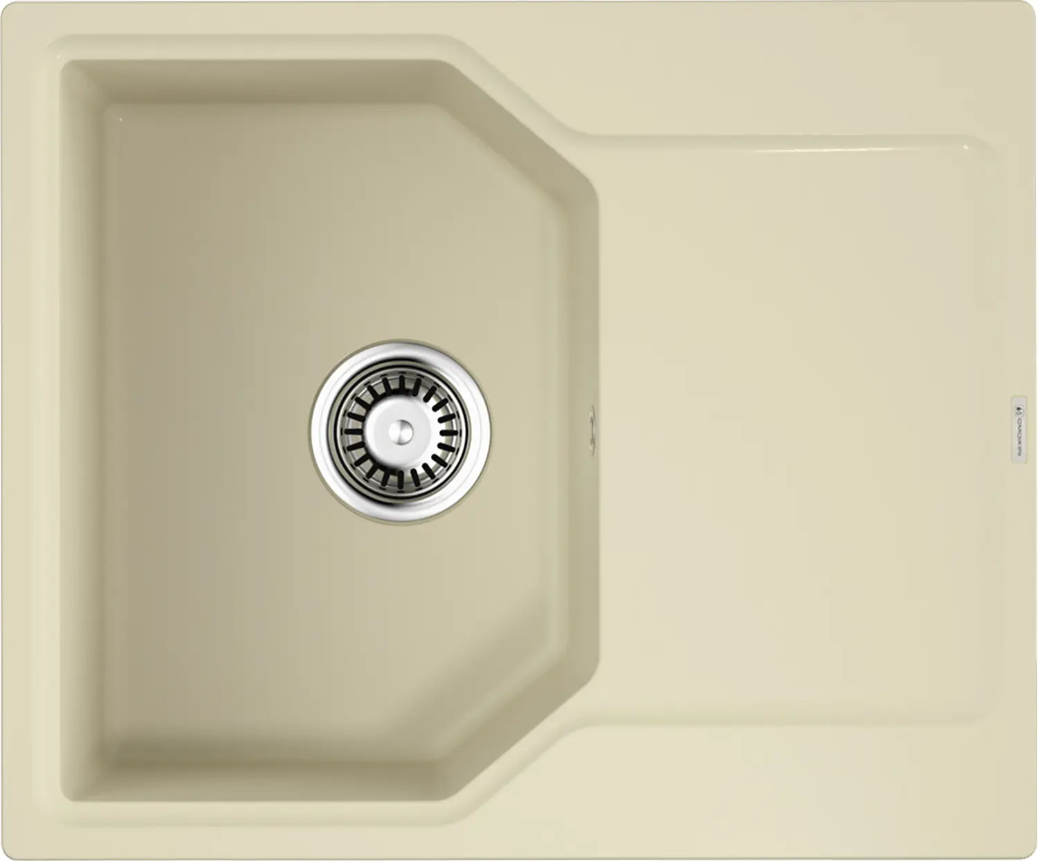 Изображение товара Мойка для кухни врезная Omoikiri 4993632 61.5x61.5 см глубина чаши 19 см искусственный камень цвет ванильный