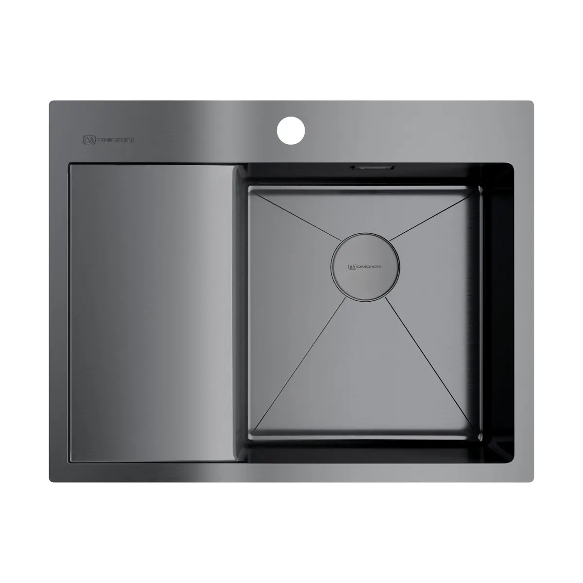 Изображение товара Кухонная мойка OMOIKIRI Akisame 65-GM-R 65x51см из нержавеющей стали/вороненая сталь