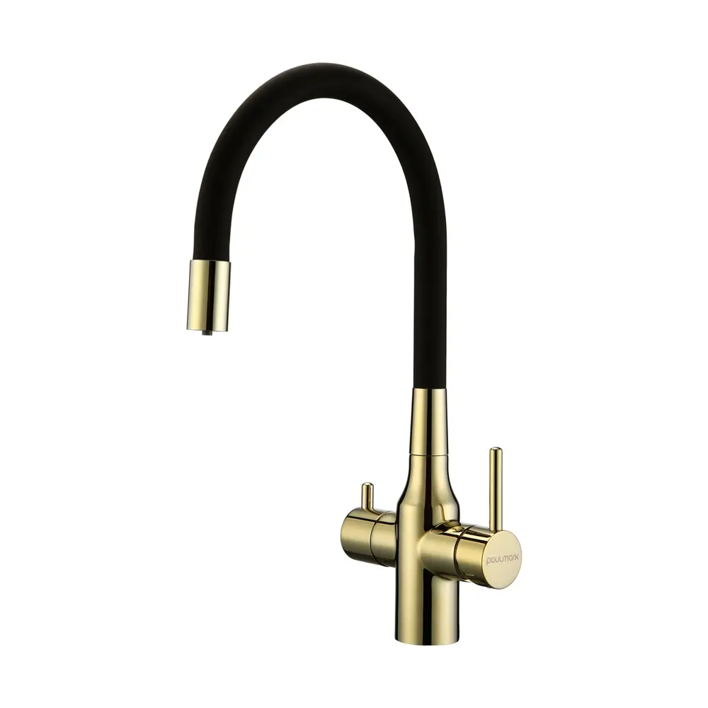 Изображение товара Смеситель для кухни однорычажный Paulmark Sa213419 высота 20 см цвет золото