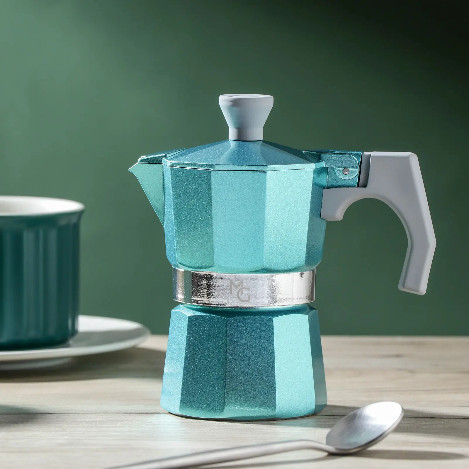 Изображение товара Гейзерная кофеварка Magistro Azure 50 мл 1 чашка пластик и металл цвет бирюзовый