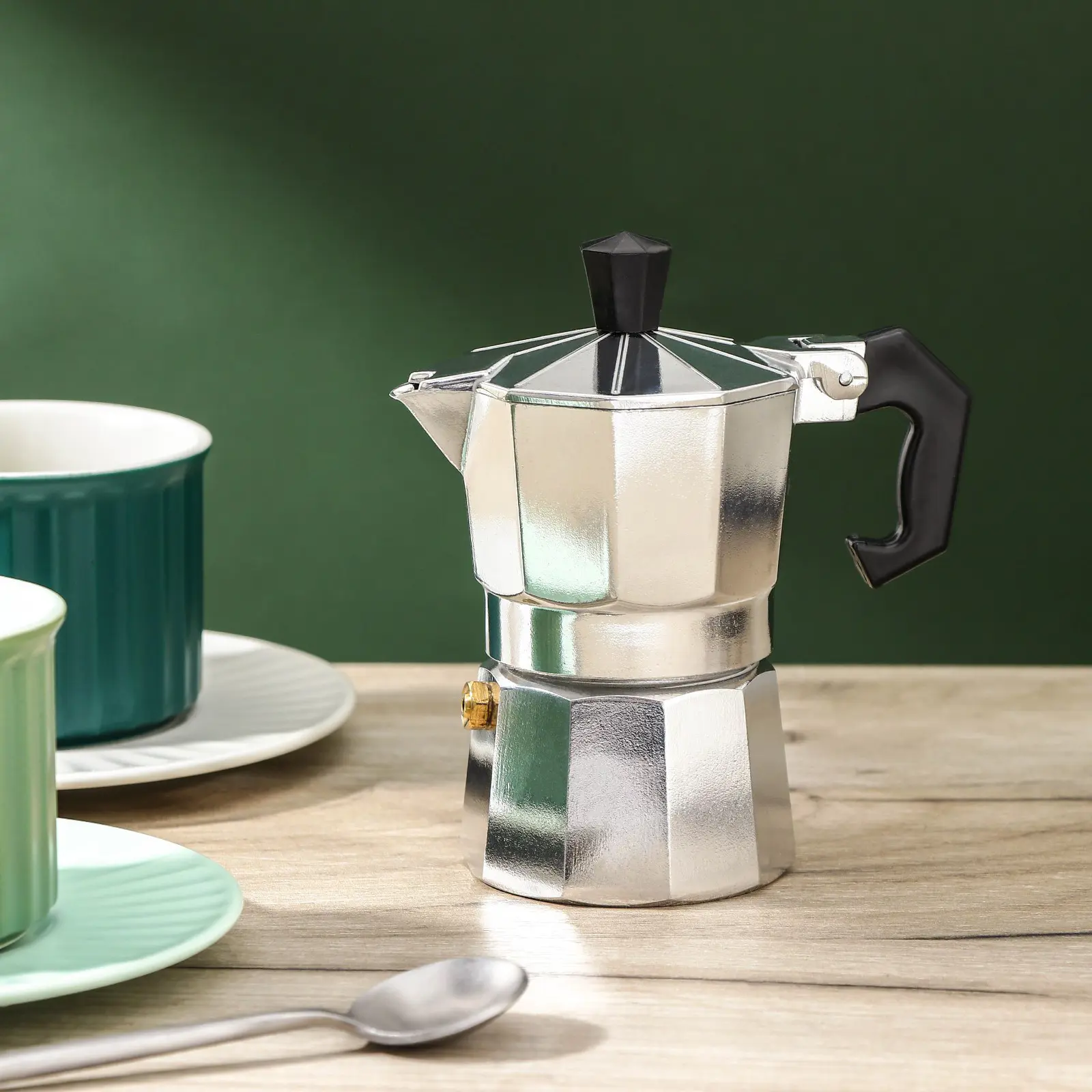 Изображение товара Гейзерная кофеварка Доляна Alum 50 мл 1 чашка пластик и металл цвет сталь