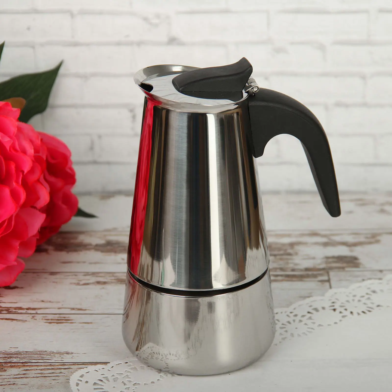 Изображение товара Гейзерная кофеварка Доляна Стиль 200 мл 1 чашка пластик и металл цвет сталь