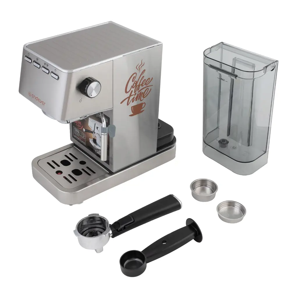 Изображение товара Рожковая кофеварка настольная Endever 17x30x33 цвет серебристый