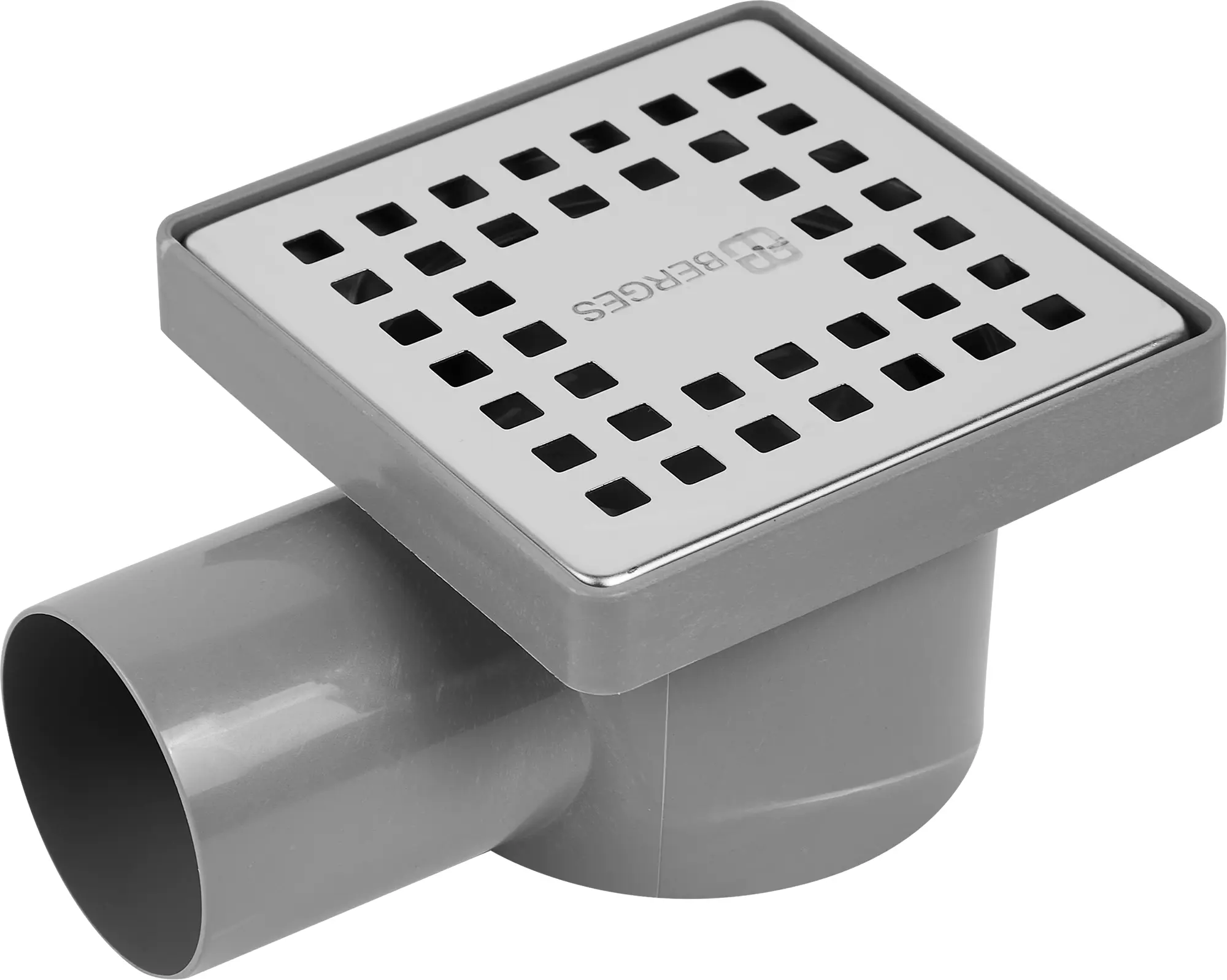 Изображение товара Трап для душа Berges Stock комбинированный затвор горизонтальный слив 100x100x50 мм полипропилен