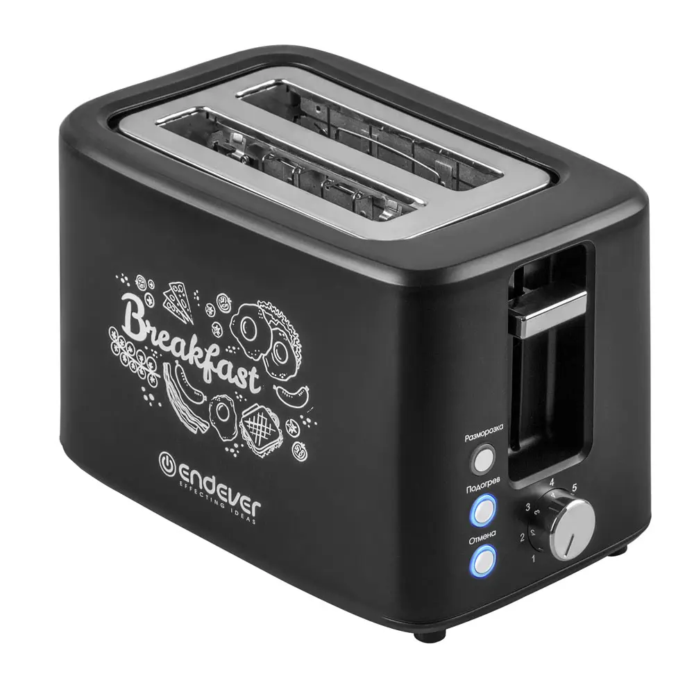 Изображение товара Электрический Тостер Endever SkyLine ST-123 2 тоста черный с принтом и функциями разморозки