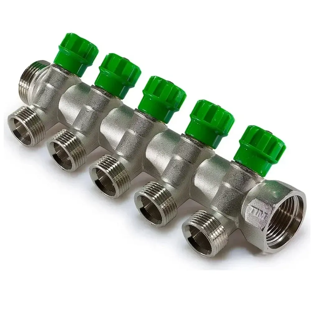 Изображение товара Коллектор 45° Tim&Zeissler с кран-буксами 1" х 3/4 под евроконус 5 выходов MR135NE-1-5