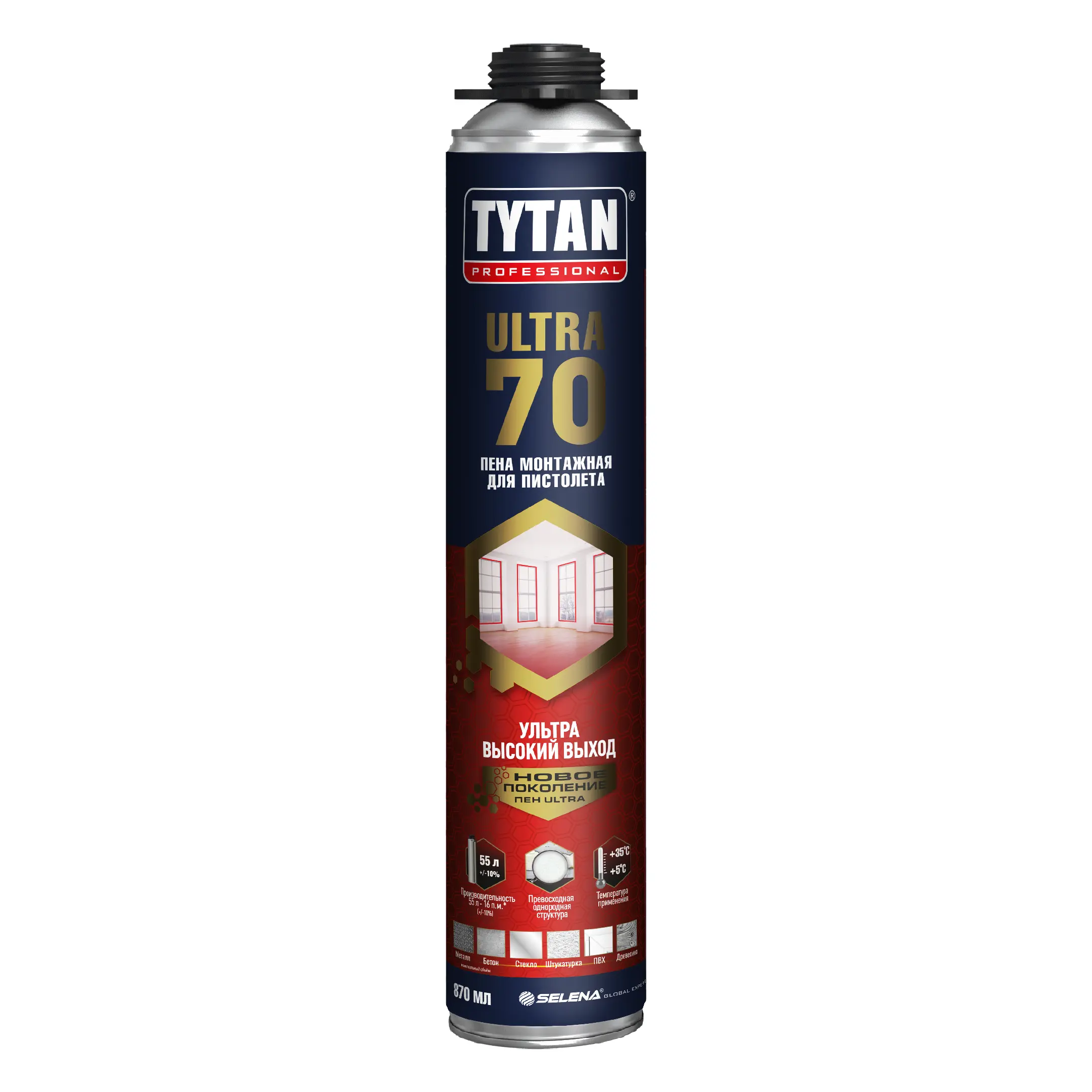 Изображение товара Пена монтажная Tytan Ultra Fast 70 870 мл пистолетная для герметизации и монтажа