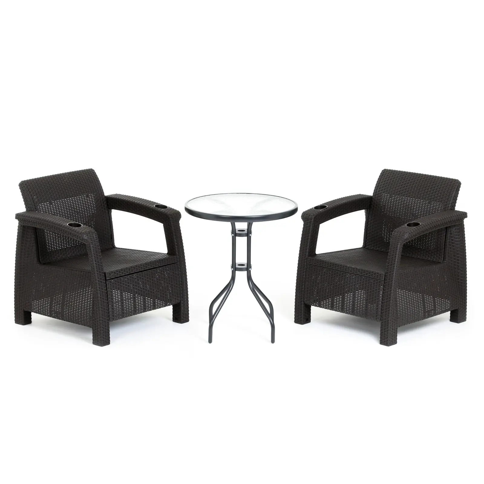 Изображение товара Садовая мебель для отдыха Альтернатива 9083055 металл черный:стол, 2 кресла