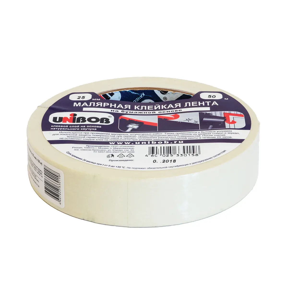 Изображение товара Скотч малярный Unibob 25 мм х 50 м