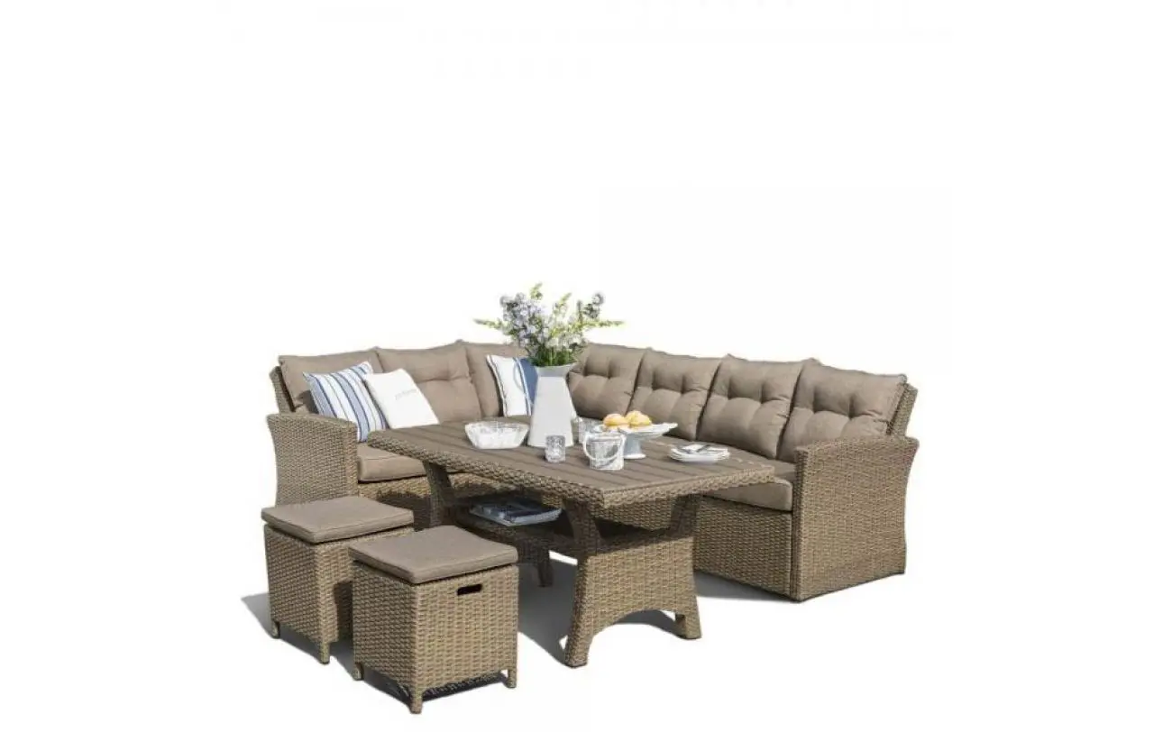 Изображение товара Садовая мебель для отдыха Афина мебель AFM-307 сталь серый:стол, диван, 2 пуфа