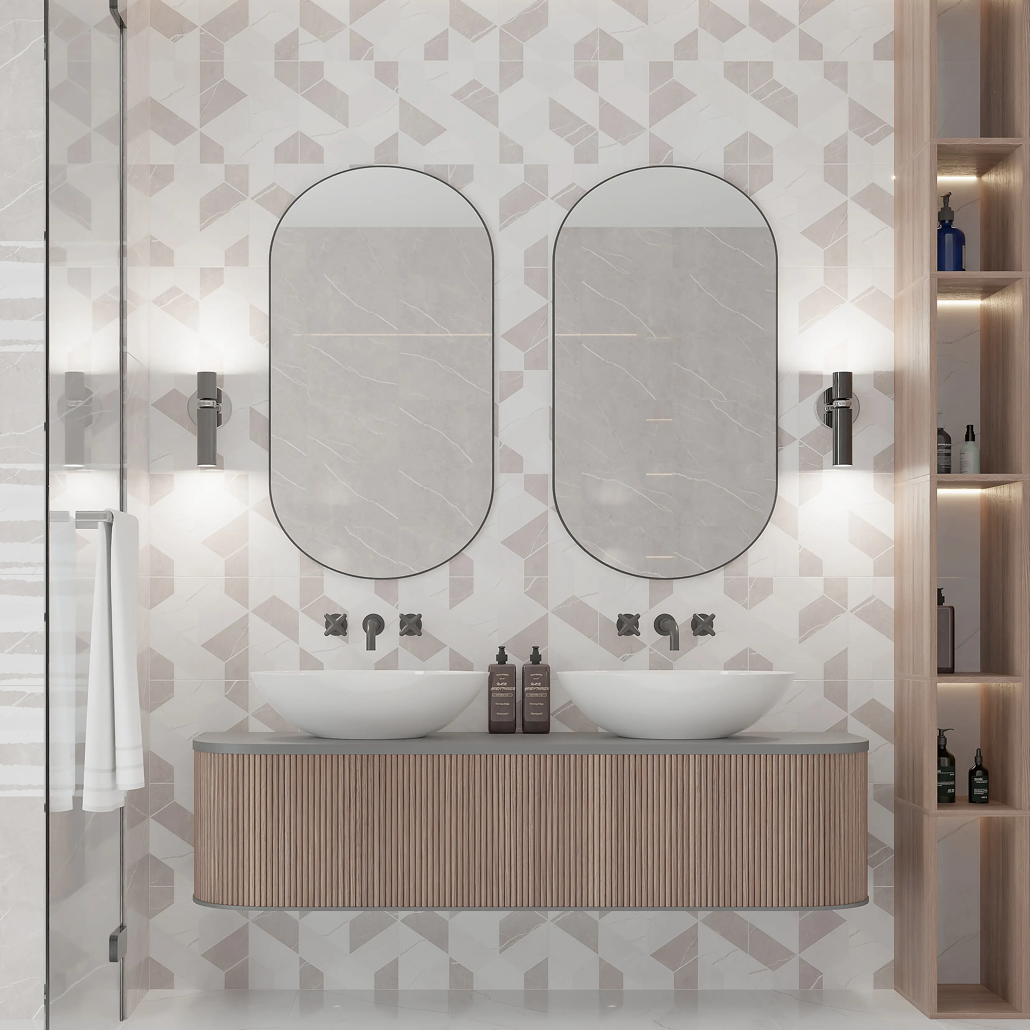 Изображение товара Плитка настенная Керамин Астория 3Д 40x27.5 см бежево-белая