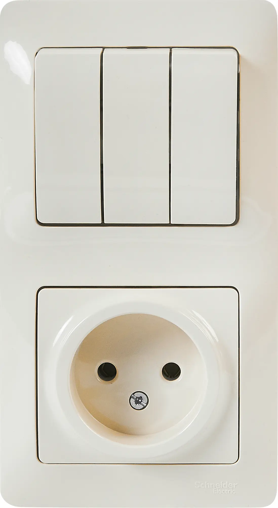 Изображение товара Розетка с выключателем Schneider Electric Glossa 3 клавиши бежевый