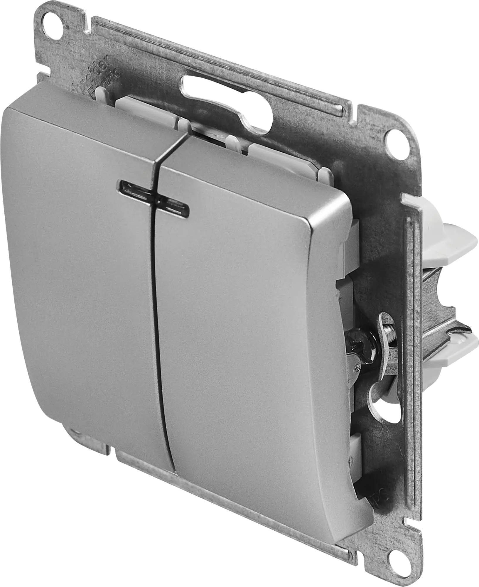 Изображение товара Выключатель встраиваемый Systeme Electric Glossa 2 клавиши цвет алюминий