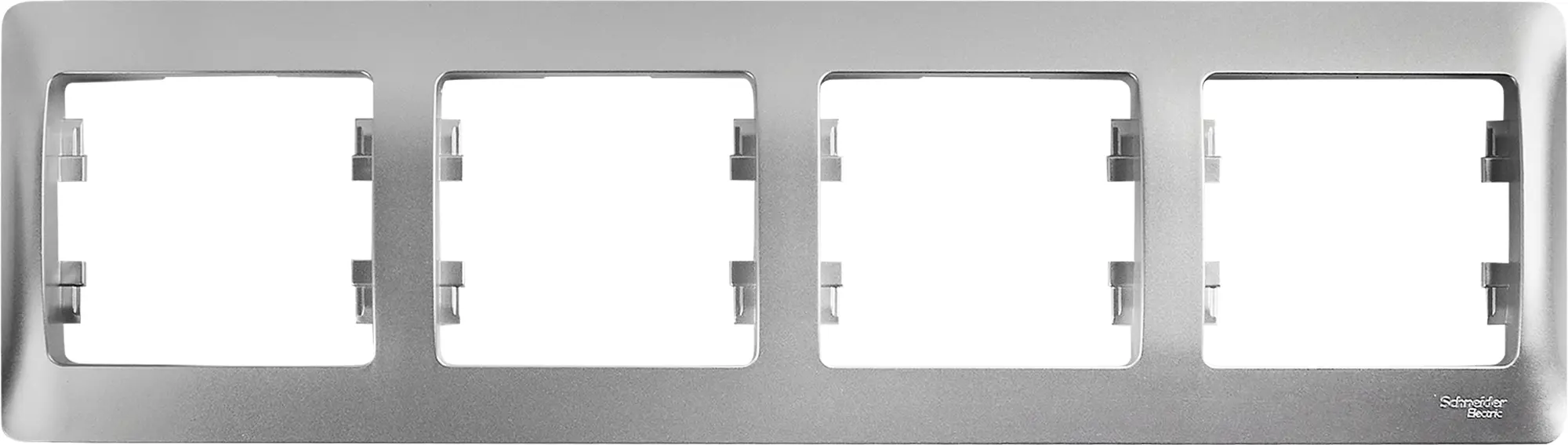 Изображение товара Рамка для розеток и выключателей Systeme Electric Glossa 4 поста алюминий