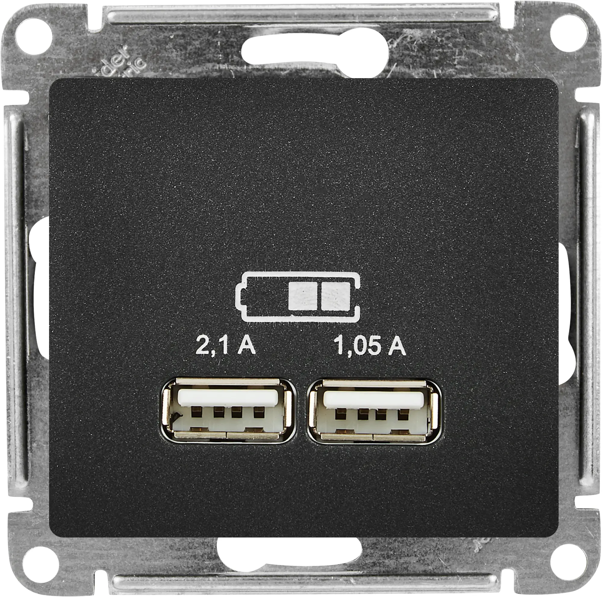 Изображение товара Розетка USB Schneider Electric Glossa встраиваемая антрацит IP20 Россия