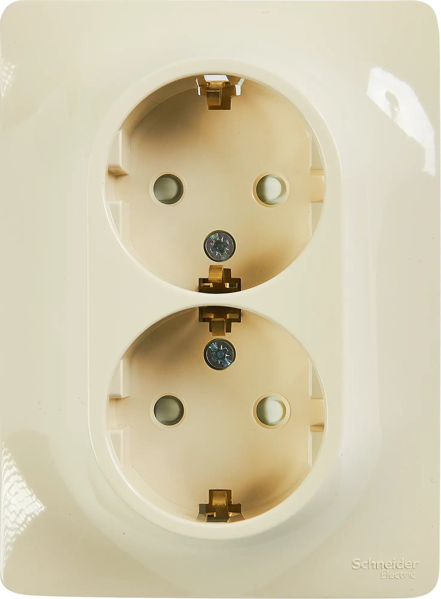 Изображение товара Розетка двойная Schneider Electric Glossa встройка бежевый с заземлением IP20