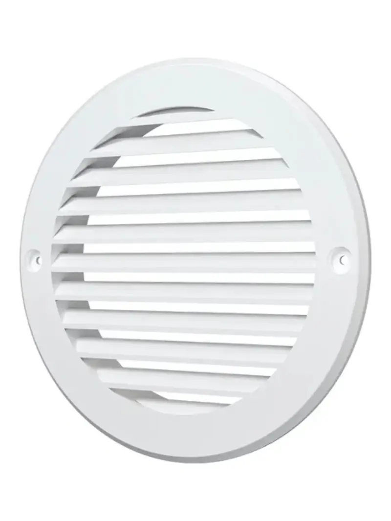 Изображение товара Решетка вентиляционная Auramax A12RK D150 мм с фланцем D125 мм пластик цвет белый