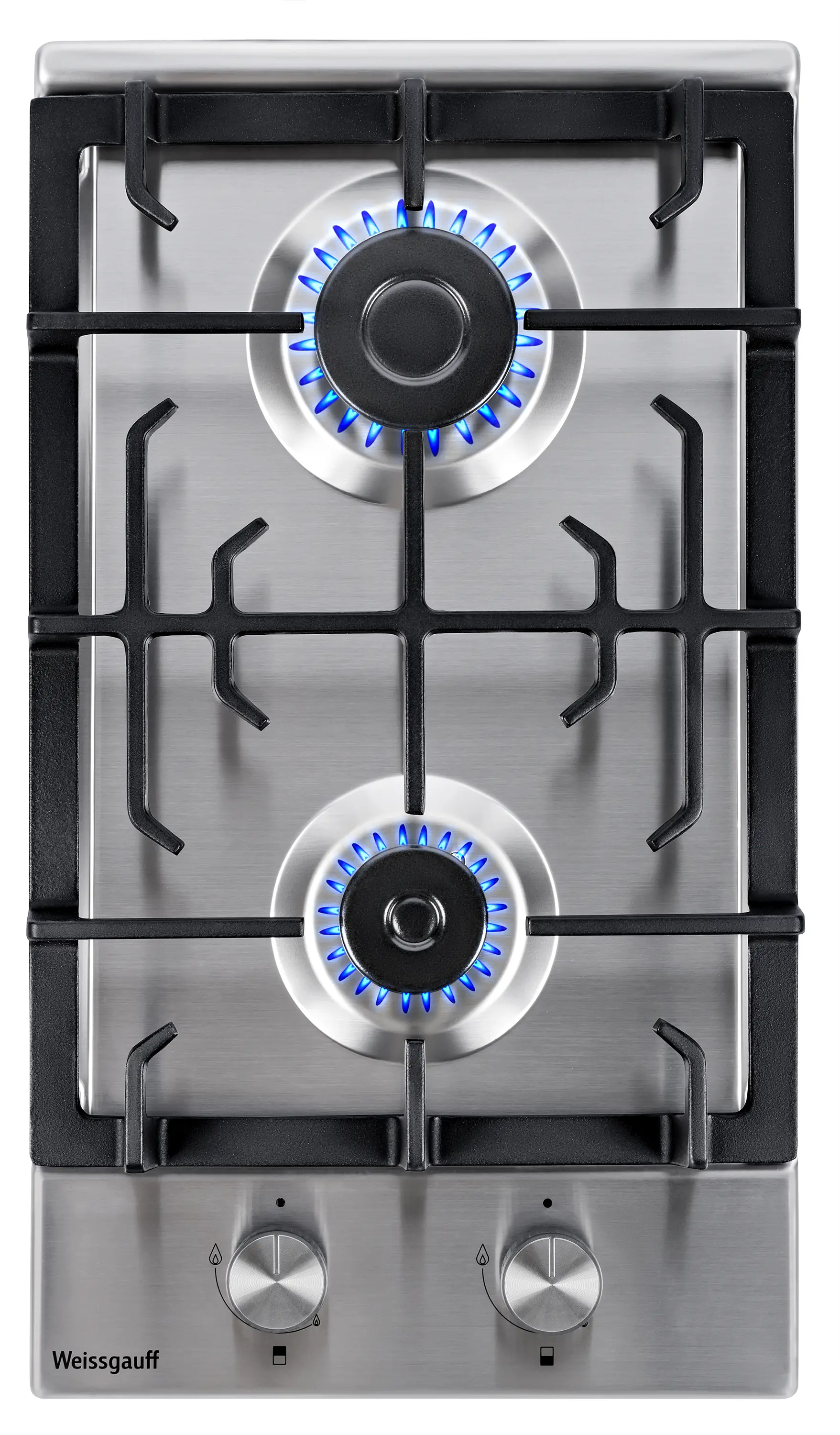 Изображение товара Газовая варочная панель Weissgauff 429816 29 см 2 конфорки цвет серебряный