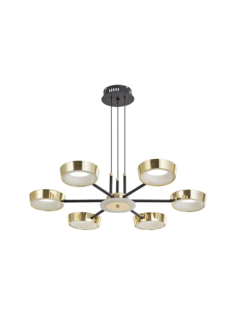 Изображение товара Люстра подвесная светодиодная Arte Perfetto Luce LED 3327.9701-6-700/1000/LED108W Bk/G 12 м² нейтральный белый свет цвет черный/золото