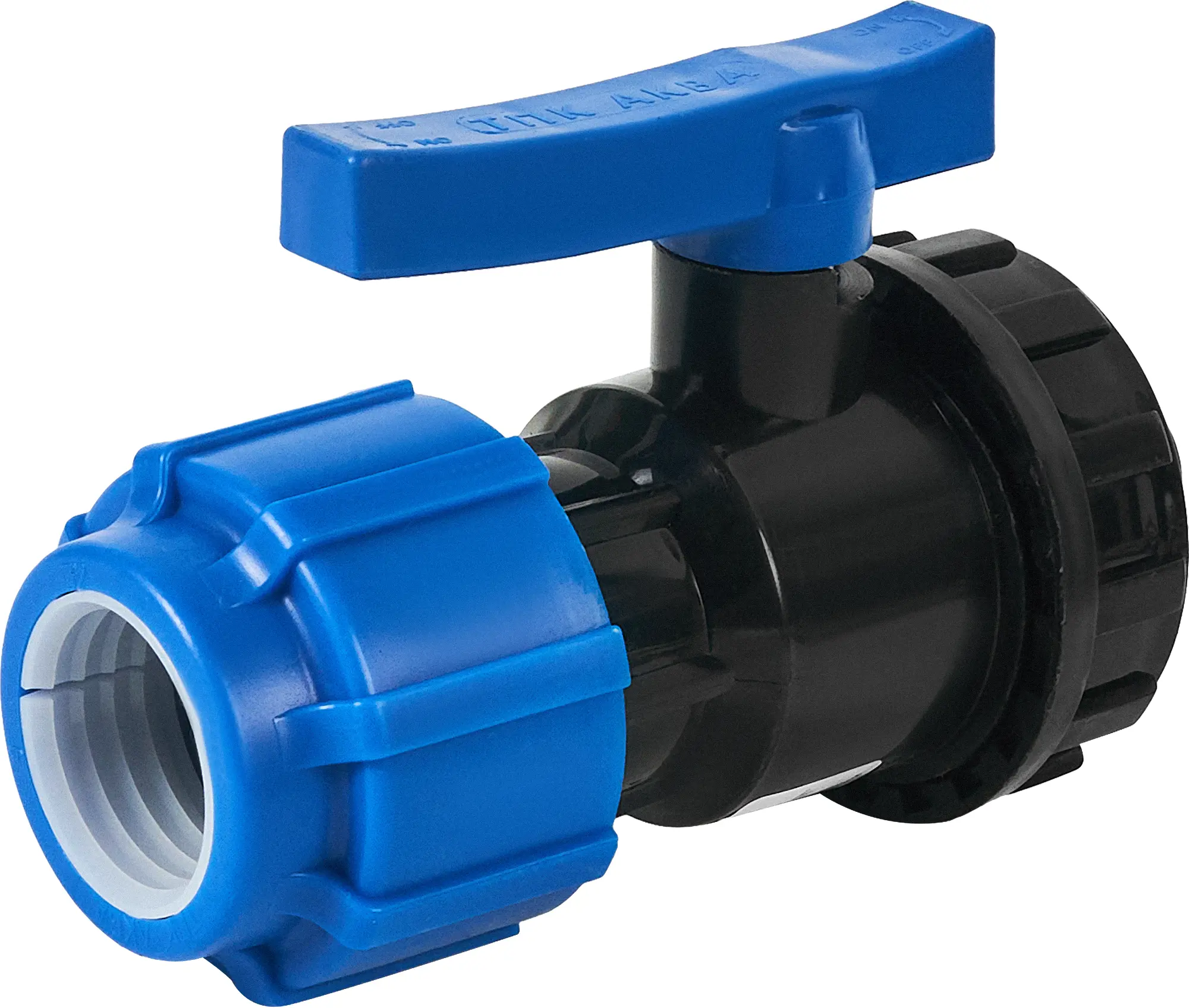 Изображение товара Кран шаровой прямой ТПК-Аква DN32 PN16 3/4x32 НР полипропилен ручка флажок для воды