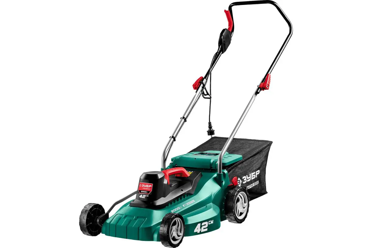 Изображение товара Электрическая газонокосилка Зубр ГСЦ-42-2000 2000 Вт, 42 см, регулировка высоты