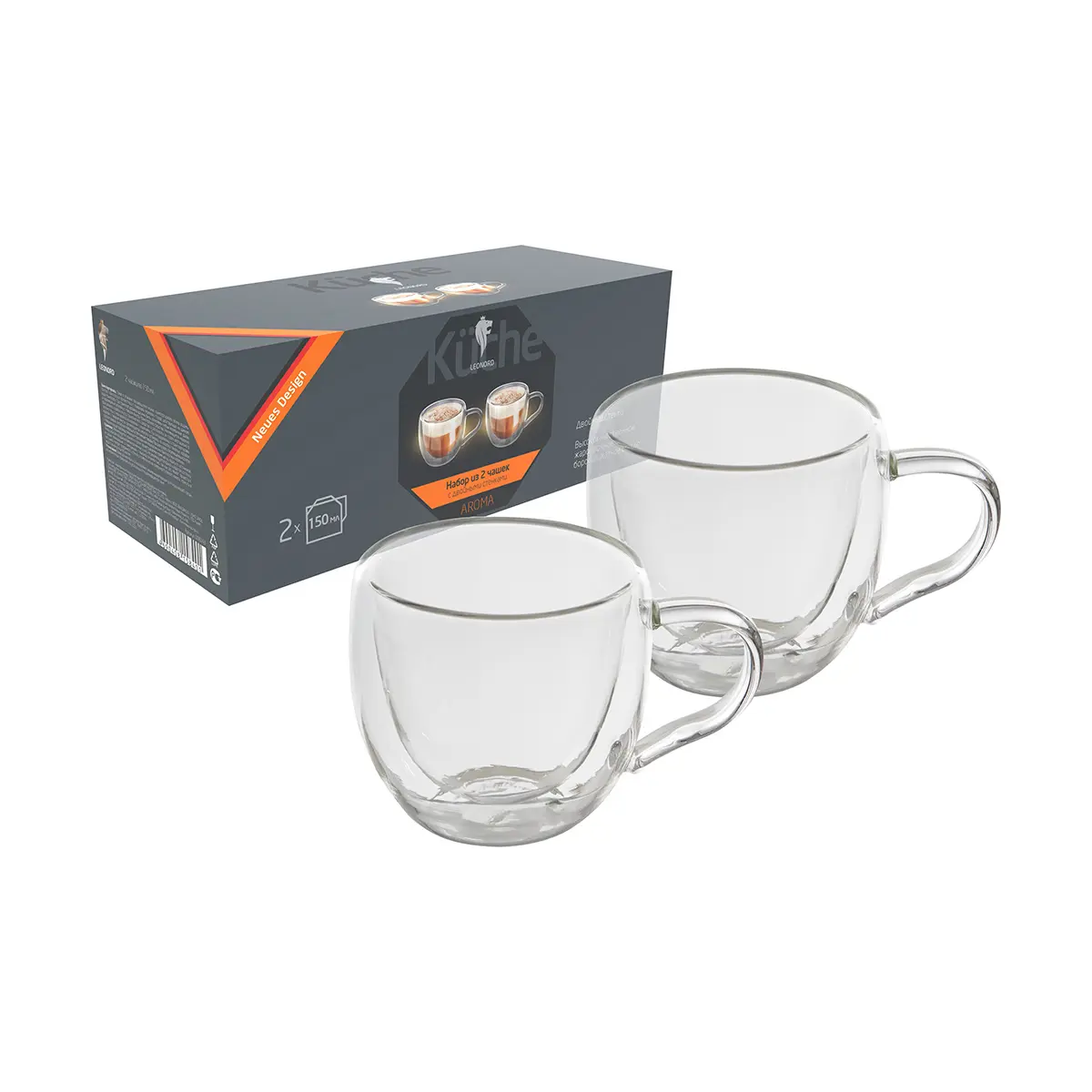 Изображение товара Набор чашек 2 шт Leonord 150 мл цвет прозрачный
