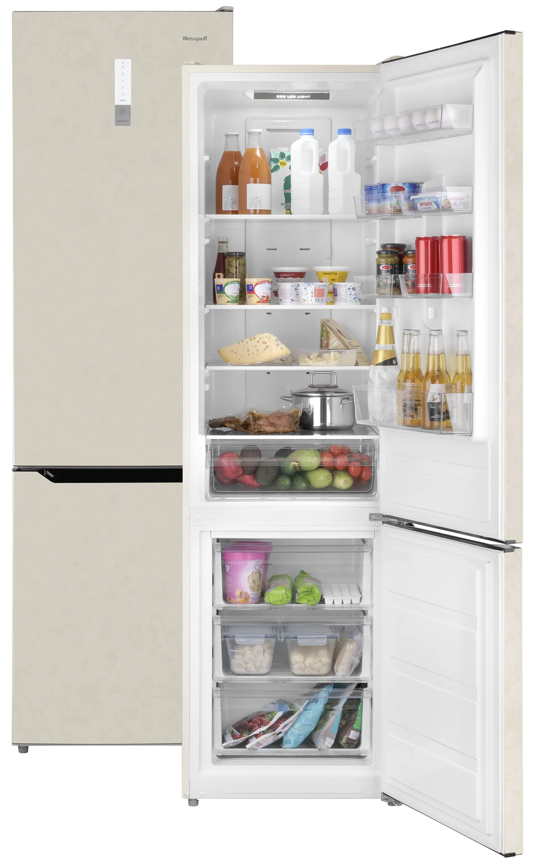 Изображение товара Отдельностоящий холодильник Weissgauff WRK 2000 Be Full NoFrost 59.5x201 см цвет бежевый