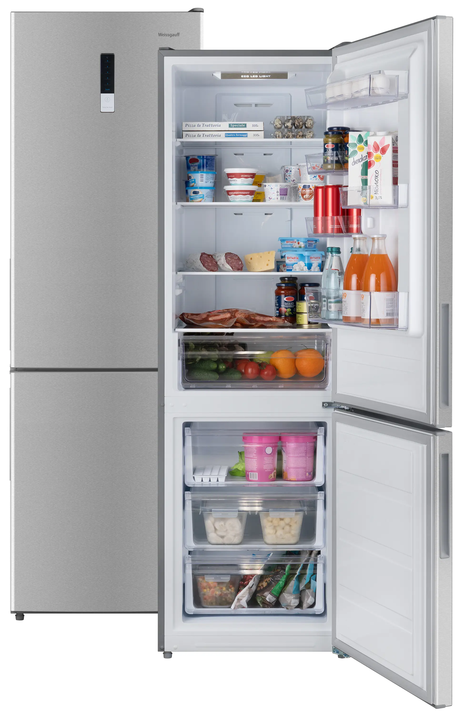 Изображение товара Отдельностоящий холодильник Weissgauff WRK 190 DX Total NoFrost 59.5x188 см цвет нержавеющая сталь