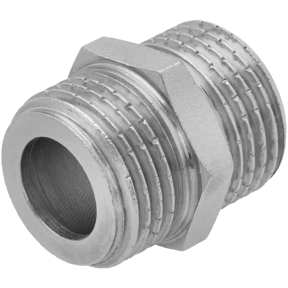 Изображение товара Ниппель MPF 1/2х1/2 латунь никелированное для водопровода, газоснабжения