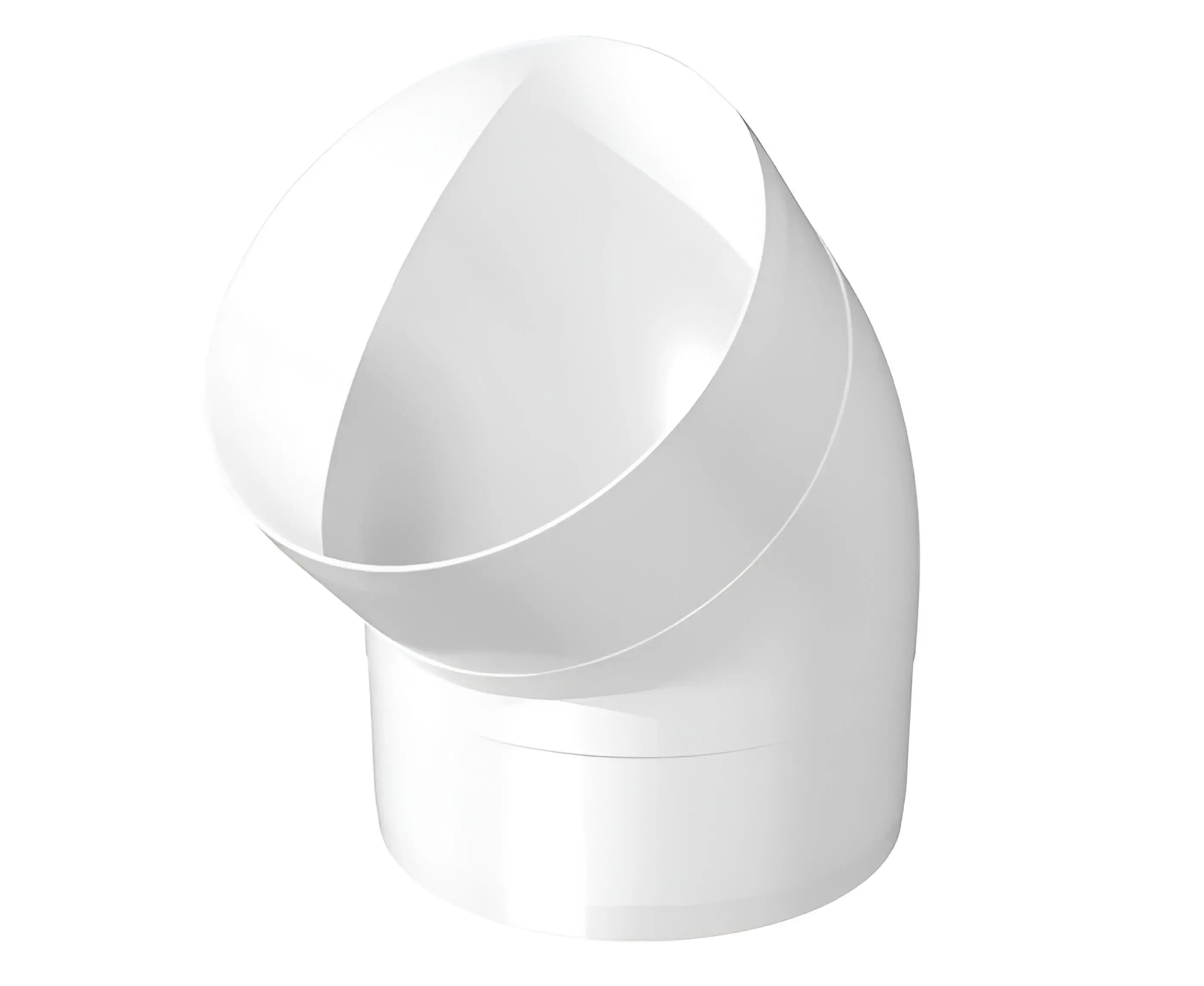 Изображение товара Колено 45° круглое для воздуховодов Тагис D100 мм пластик цвет белый