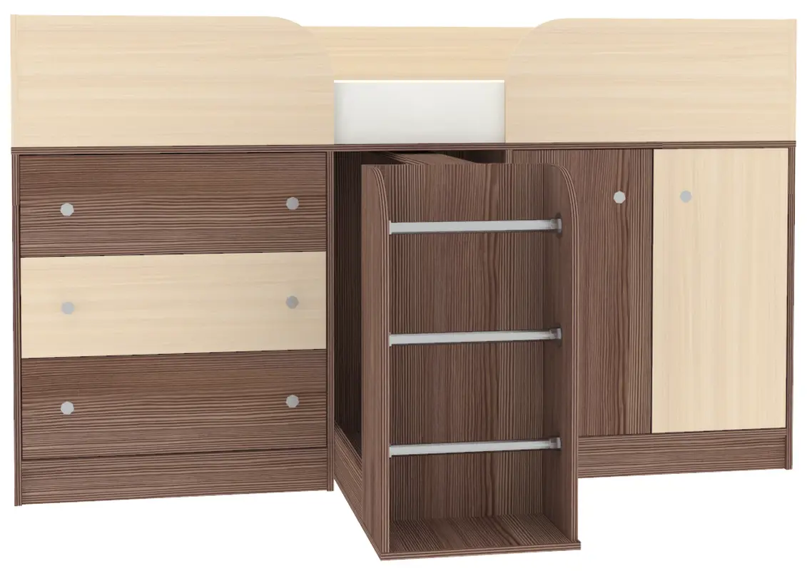 Изображение товара Кровать-чердак Кариви КИВи 184x113x84 см ЛДСП цвет бодего темный/дуб молочный